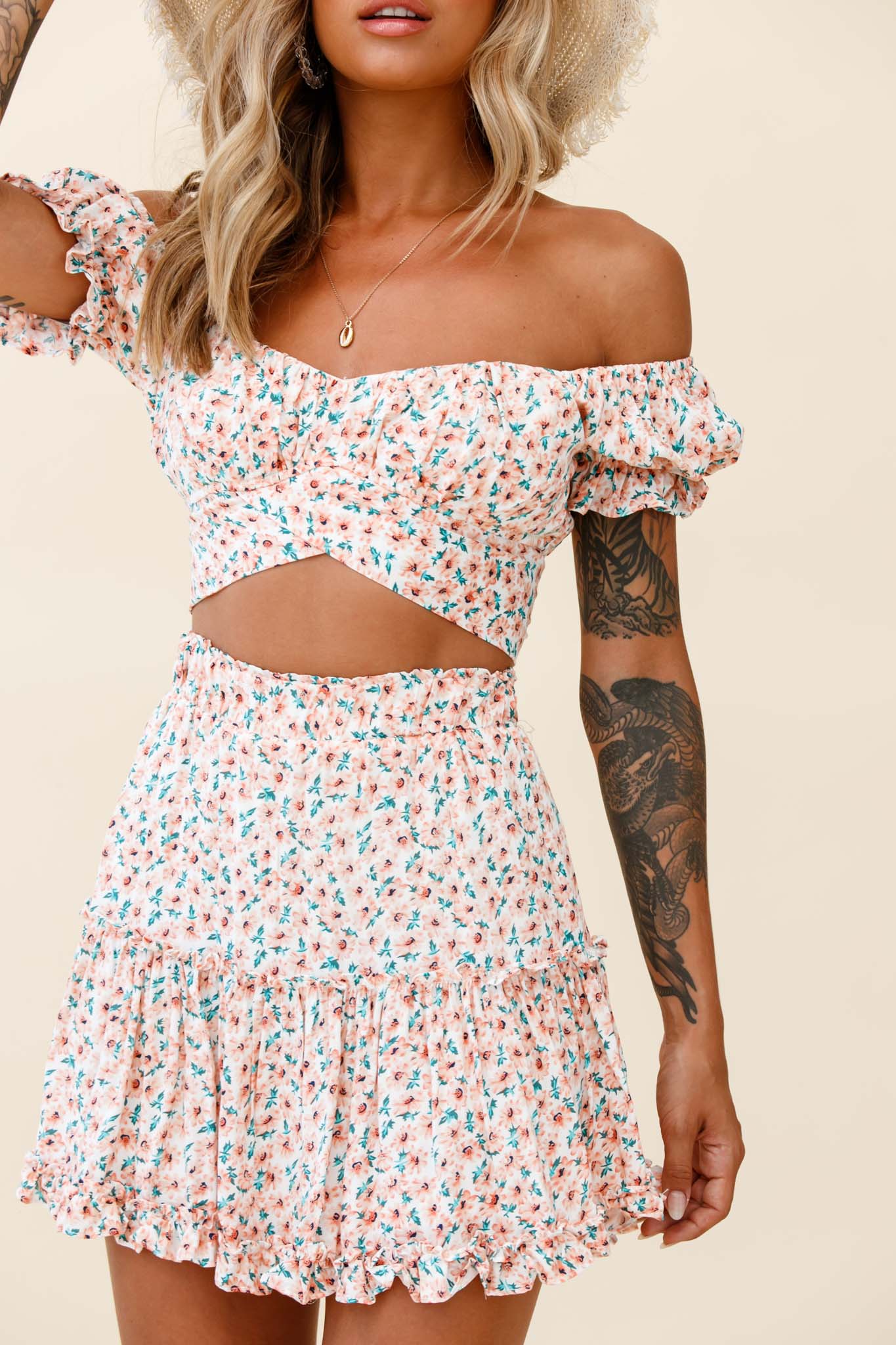 Alexi Frill Trim Mini Skirt Floral Print Pink - Image 4