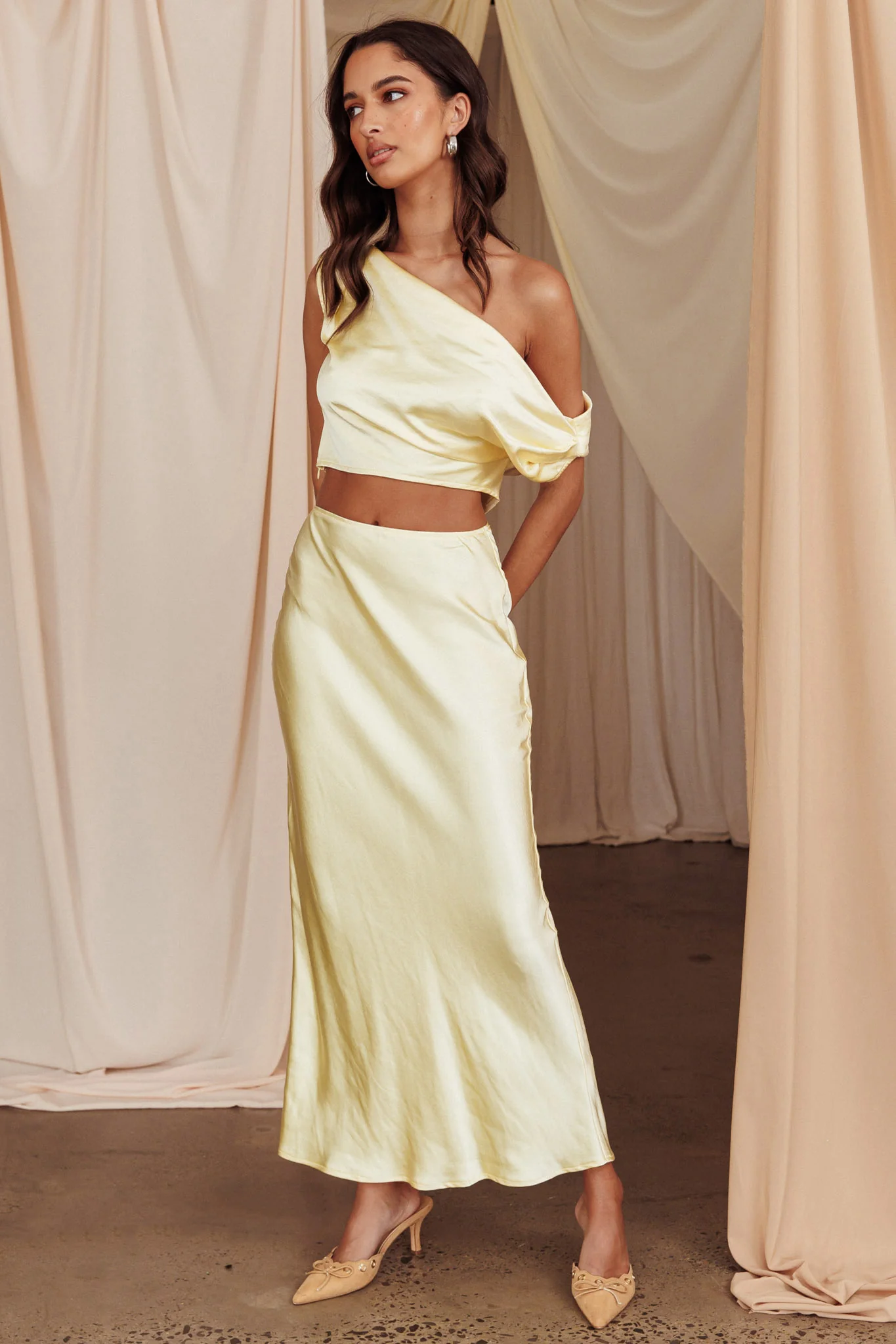 Alivya Satin Maxi Skirt Butter - Image 6