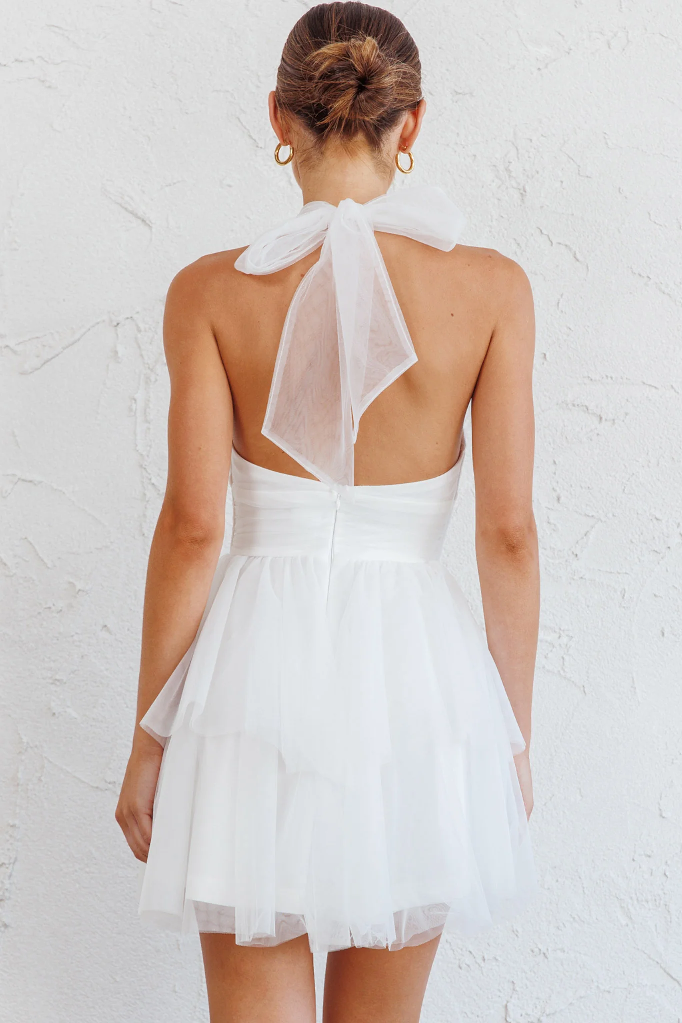 Andria Halterneck Tulle Mini Dress White - Image 15