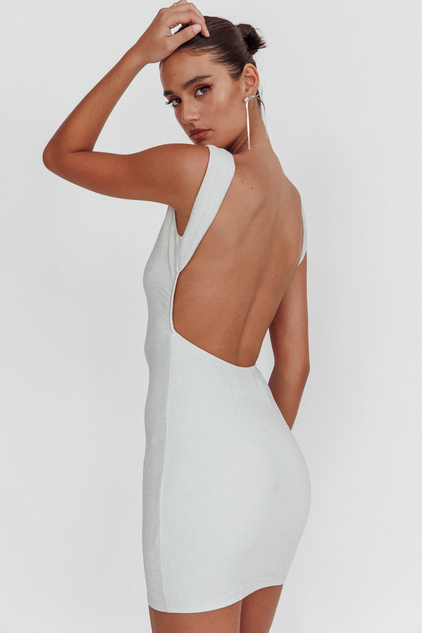 Ayda Backless Mini Dress Silver - Image 6