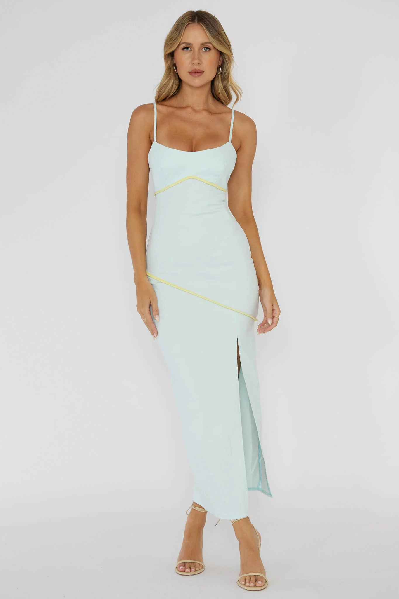 Blair Piping Trim Midi Dress Light Blue - Image 5