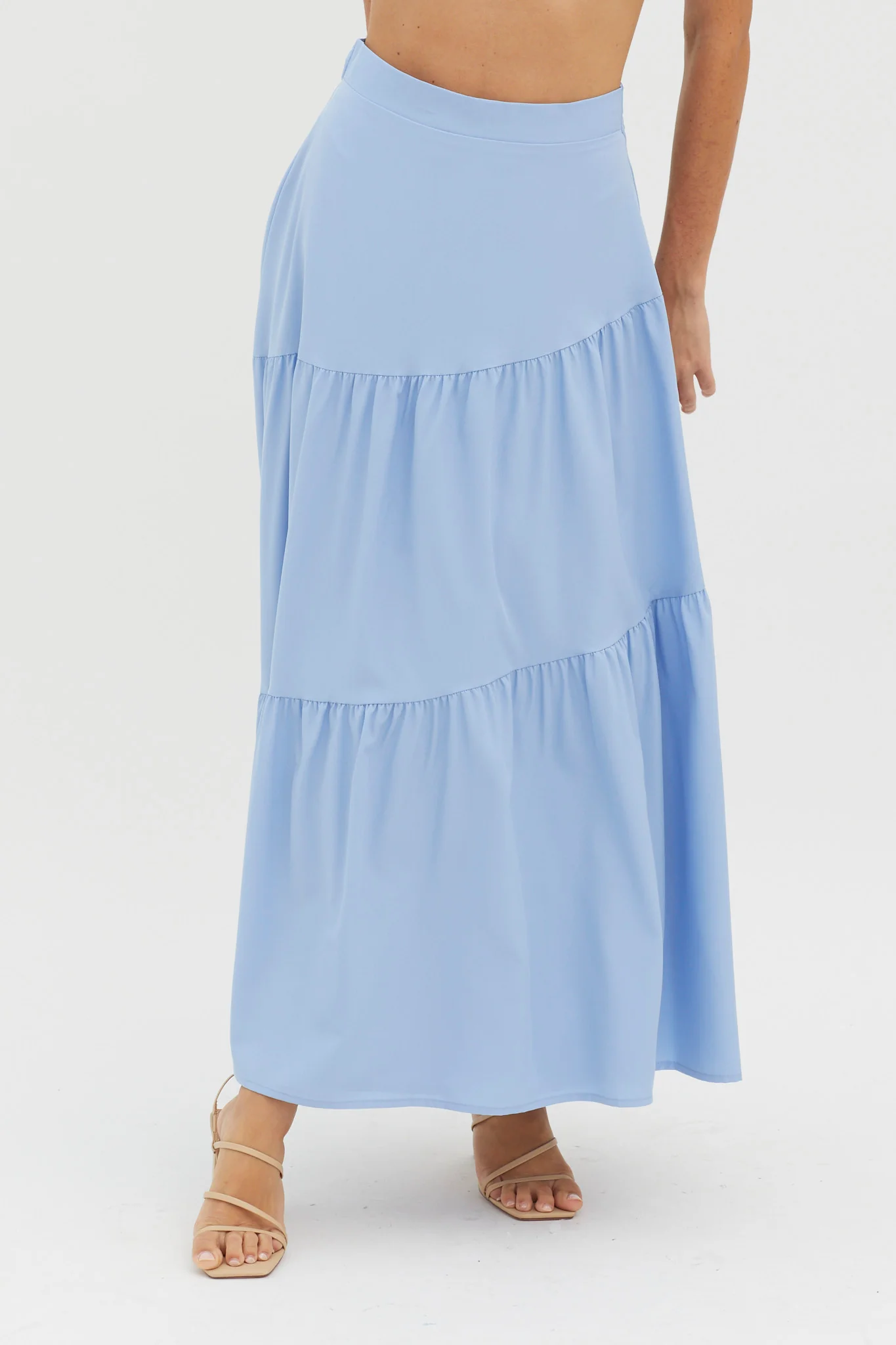 Bondi Waist Tie Maxi Skirt Blue - Image 3