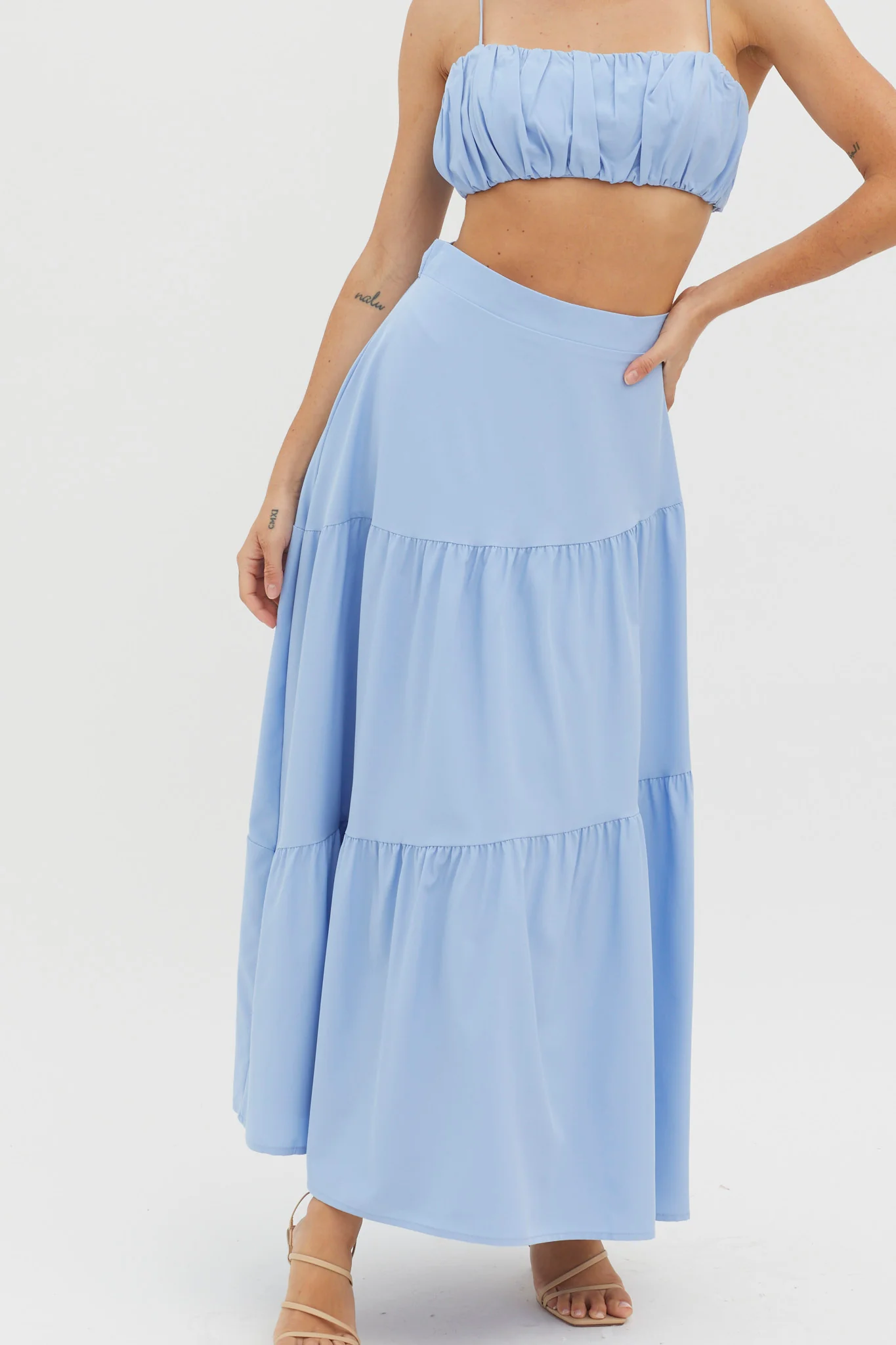 Bondi Waist Tie Maxi Skirt Blue - Image 4