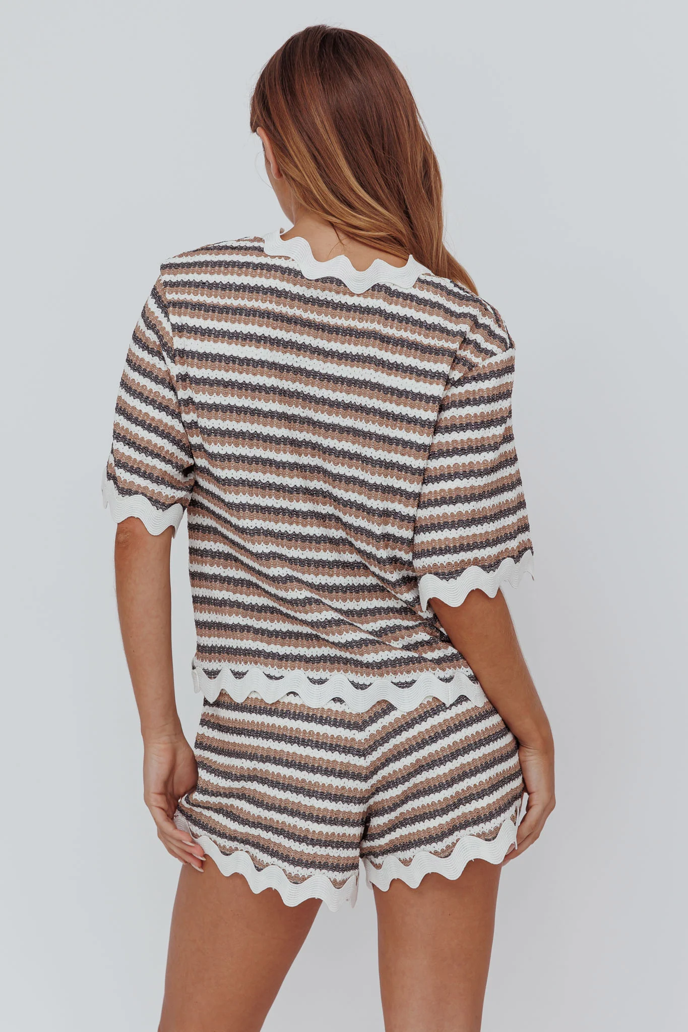 Breakaway Tie Front Shirt Stripe Mocha - Image 2