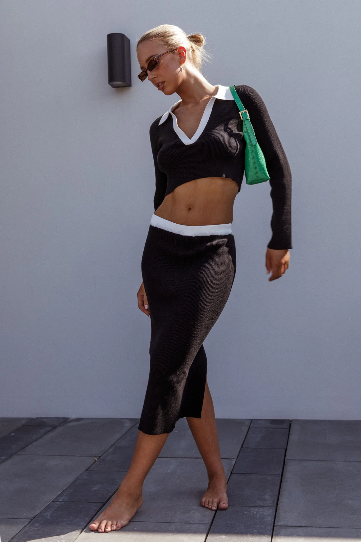 Brinley Long Sleeve Collared Top Black - Image 5