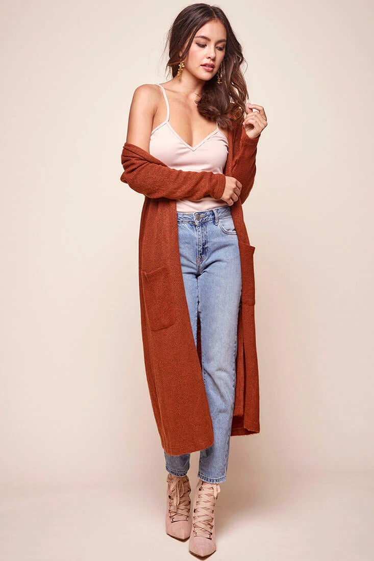 Brookhaven Cafe Long Sleeved Cardigan Rust - Image 2