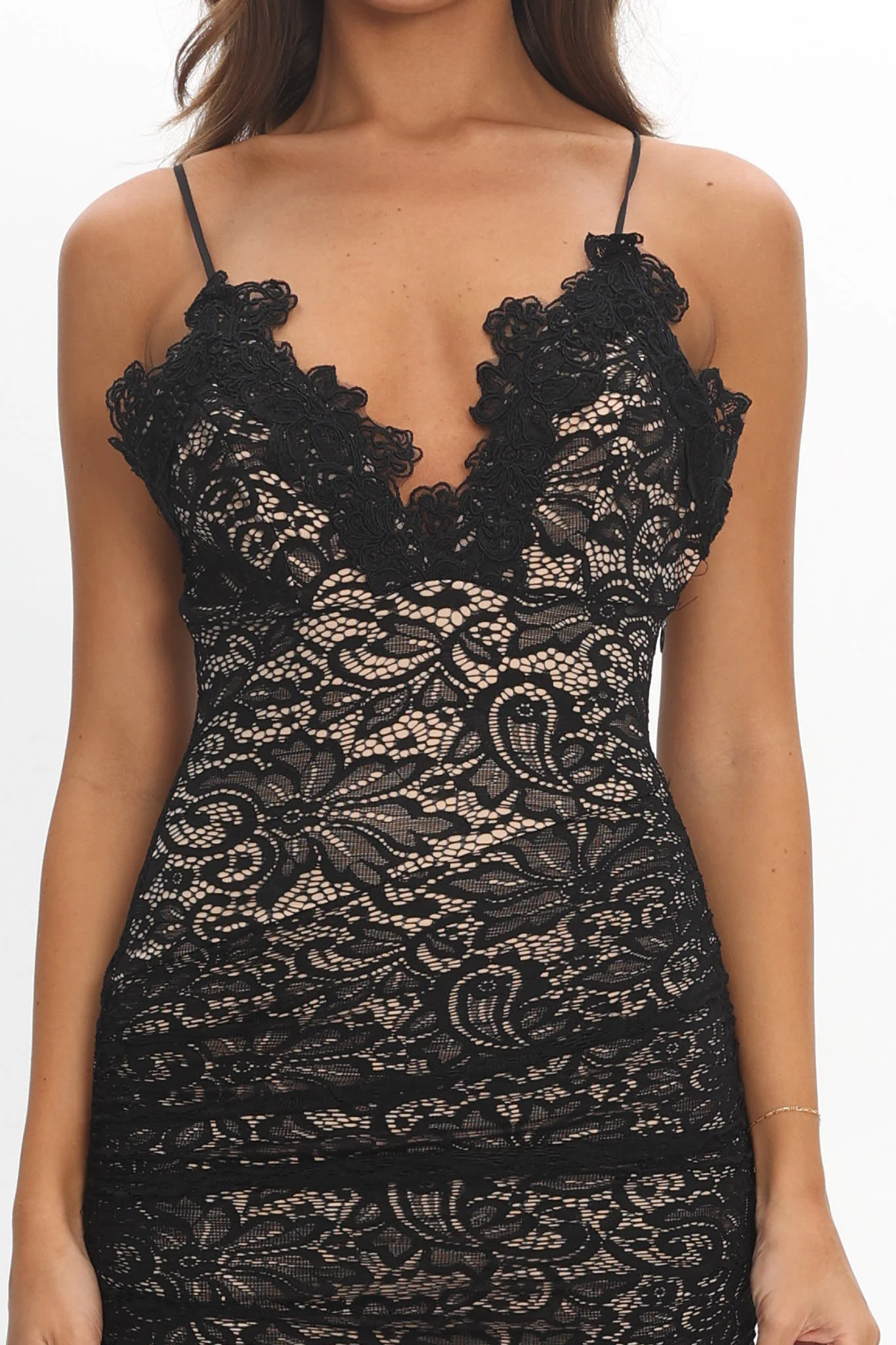 Capri Sunset Lace Overlay Maxi Dress Black - Image 4