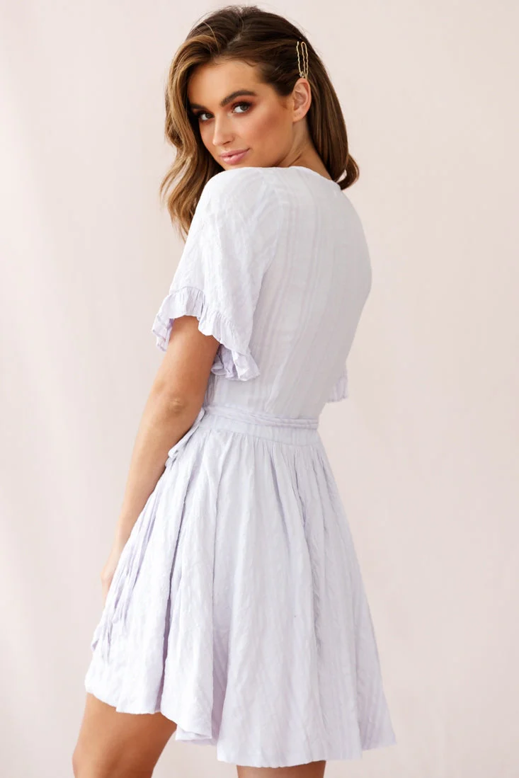 Cara Frill Trim Wrap Dress Stripe Print Lavender - Image 4