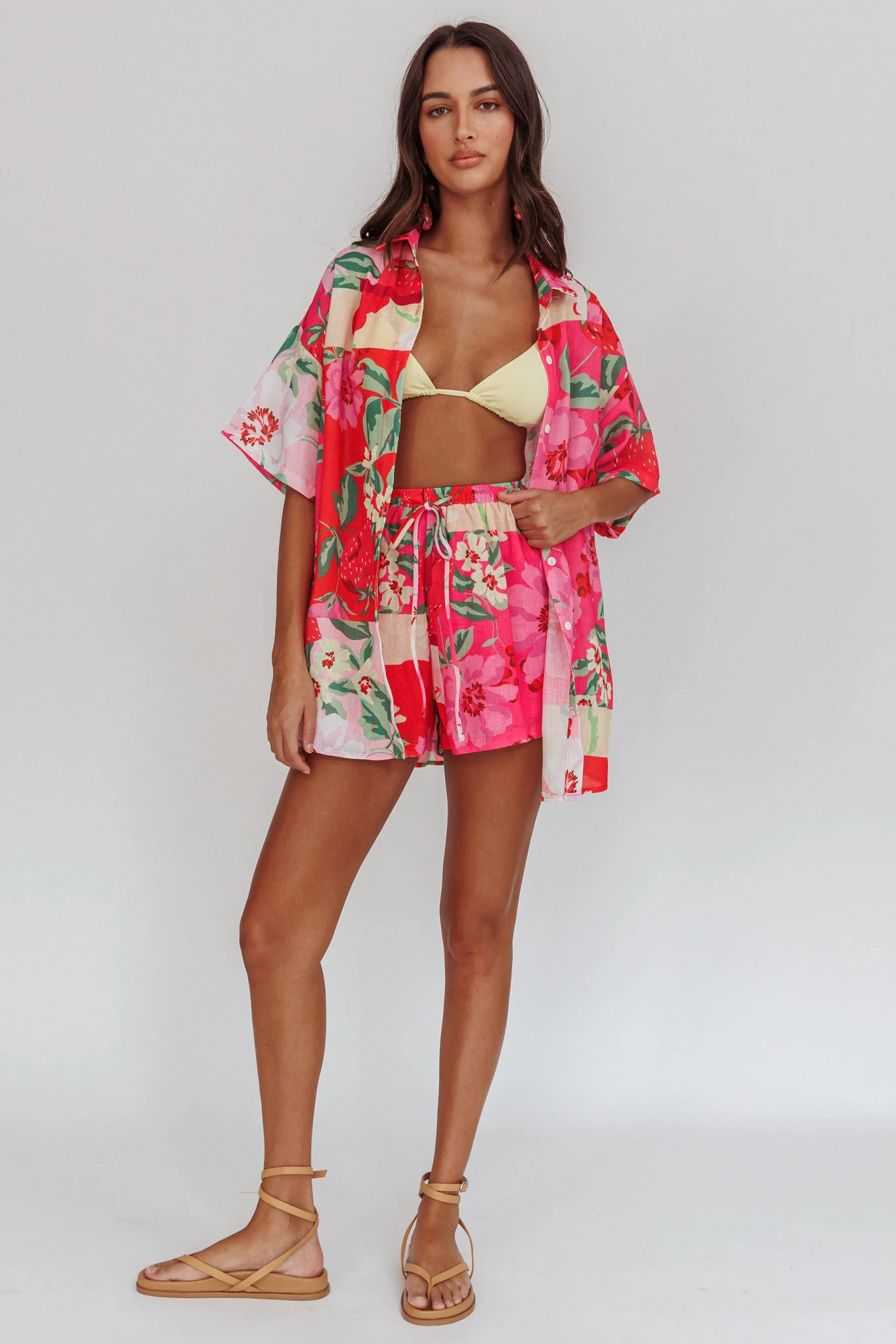 Ciao Ciao Floral Short Sleeve Buttoned Shirt Pink - Image 4