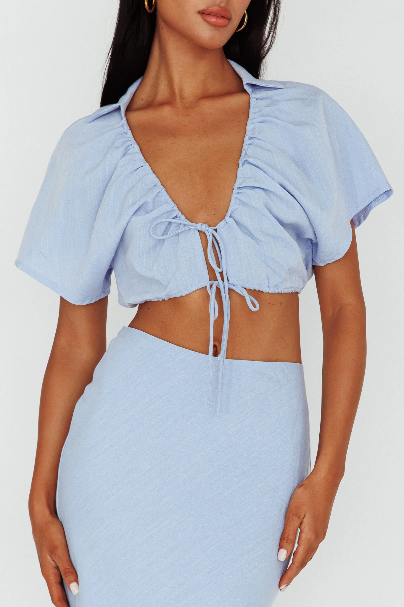 Coast To Coast Tied Crop Top Blue - Image 4