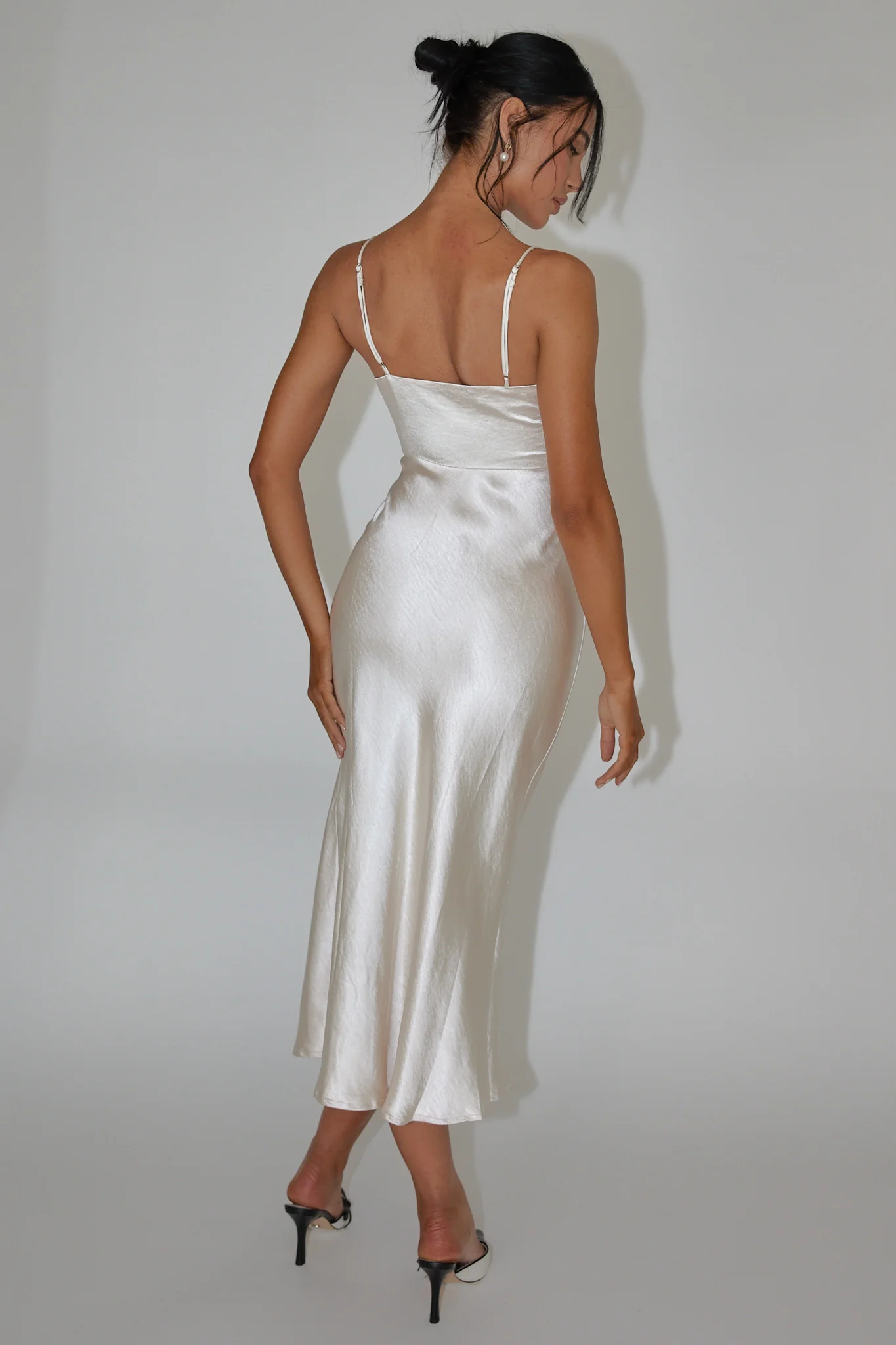 Date Night Drawstring Bust Midi Dress Champagne - Image 2