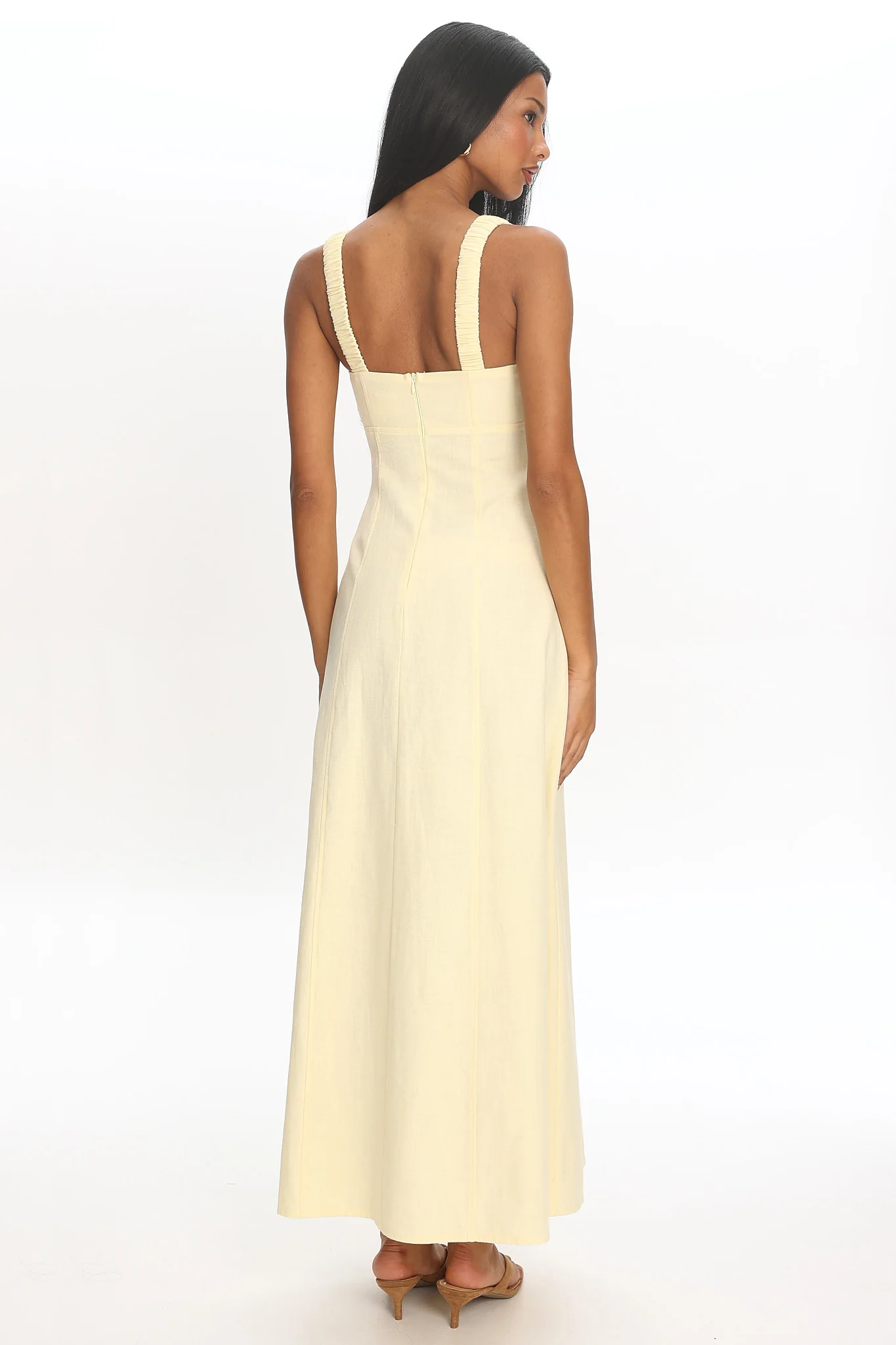 Day Off Ruched Strap Maxi Dress Baby Yellow - Image 3
