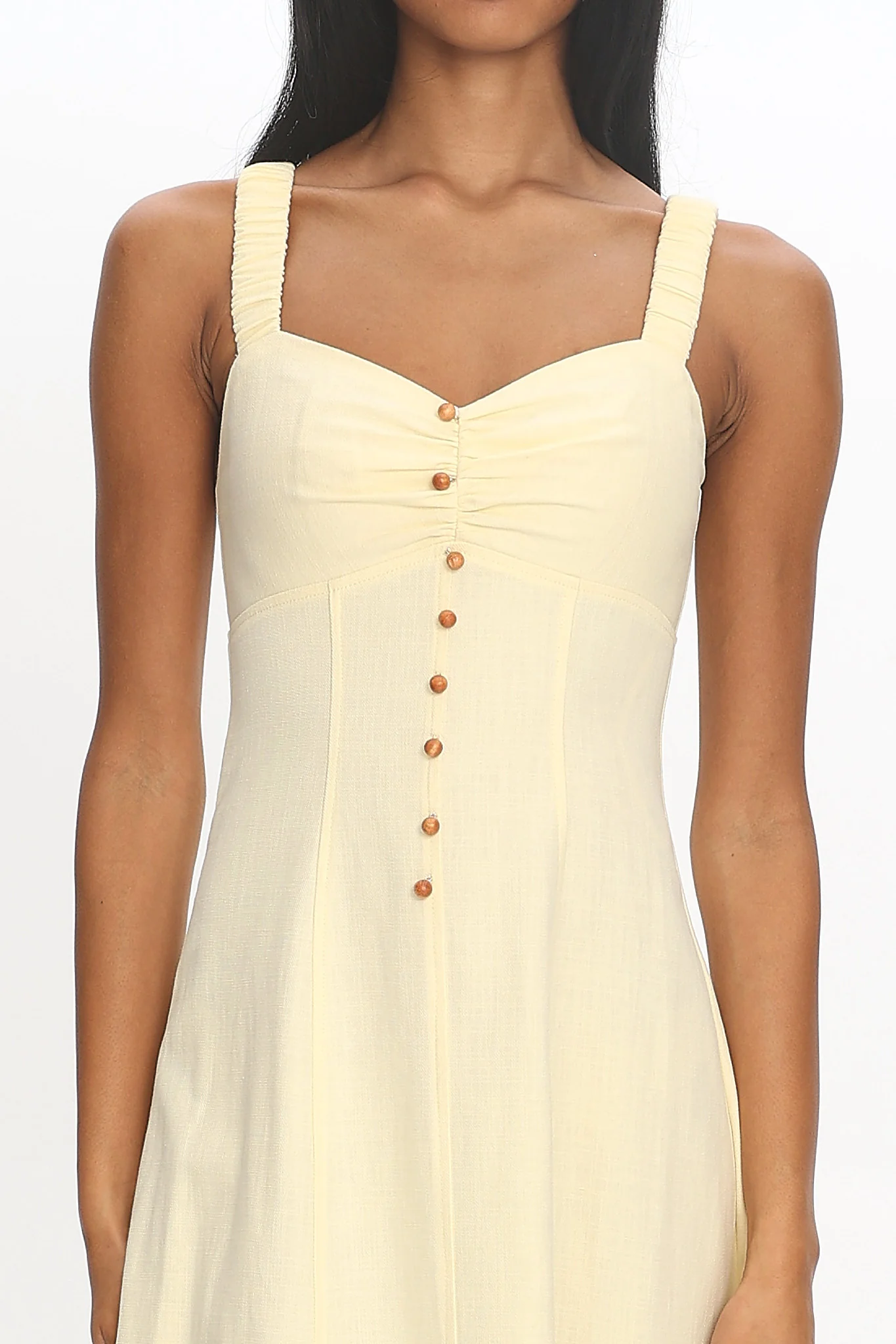 Day Off Ruched Strap Maxi Dress Baby Yellow - Image 4