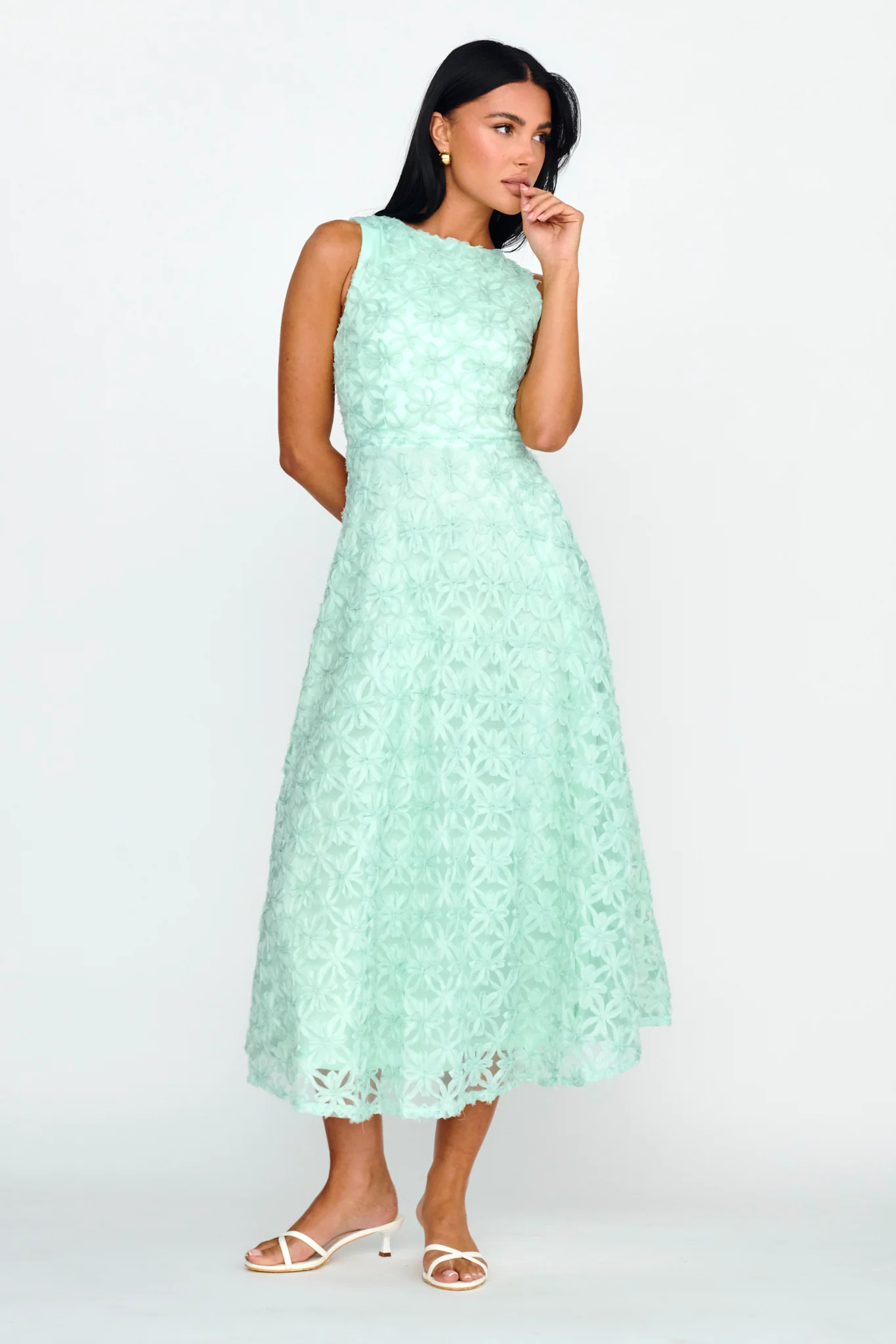 Dianne Sleeveless Embellished Midi Dress Mint - Image 3