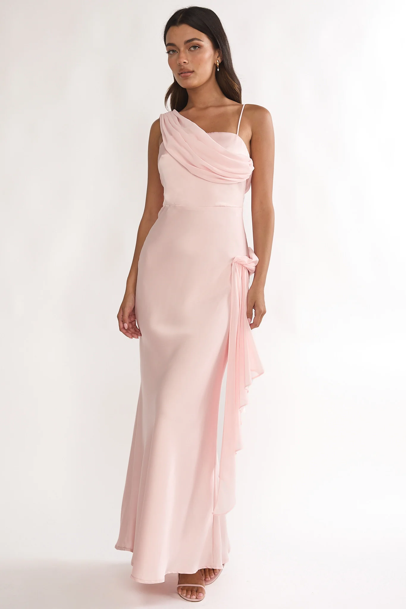 Doloros Drape Accent Maxi Dress Pink - Image 4