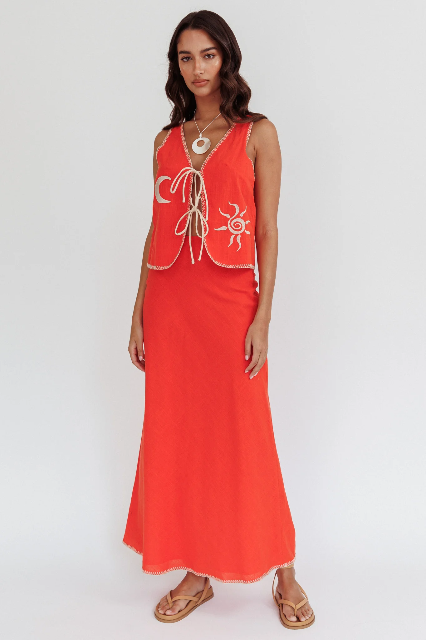 Dose Of Sunshine Blanket Stitch Skirt Orange - Image 2