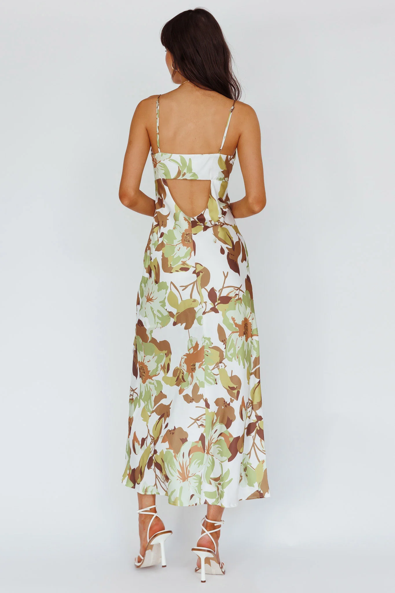 Egypt Cami Strap Maxi Dress Print Green - Image 2