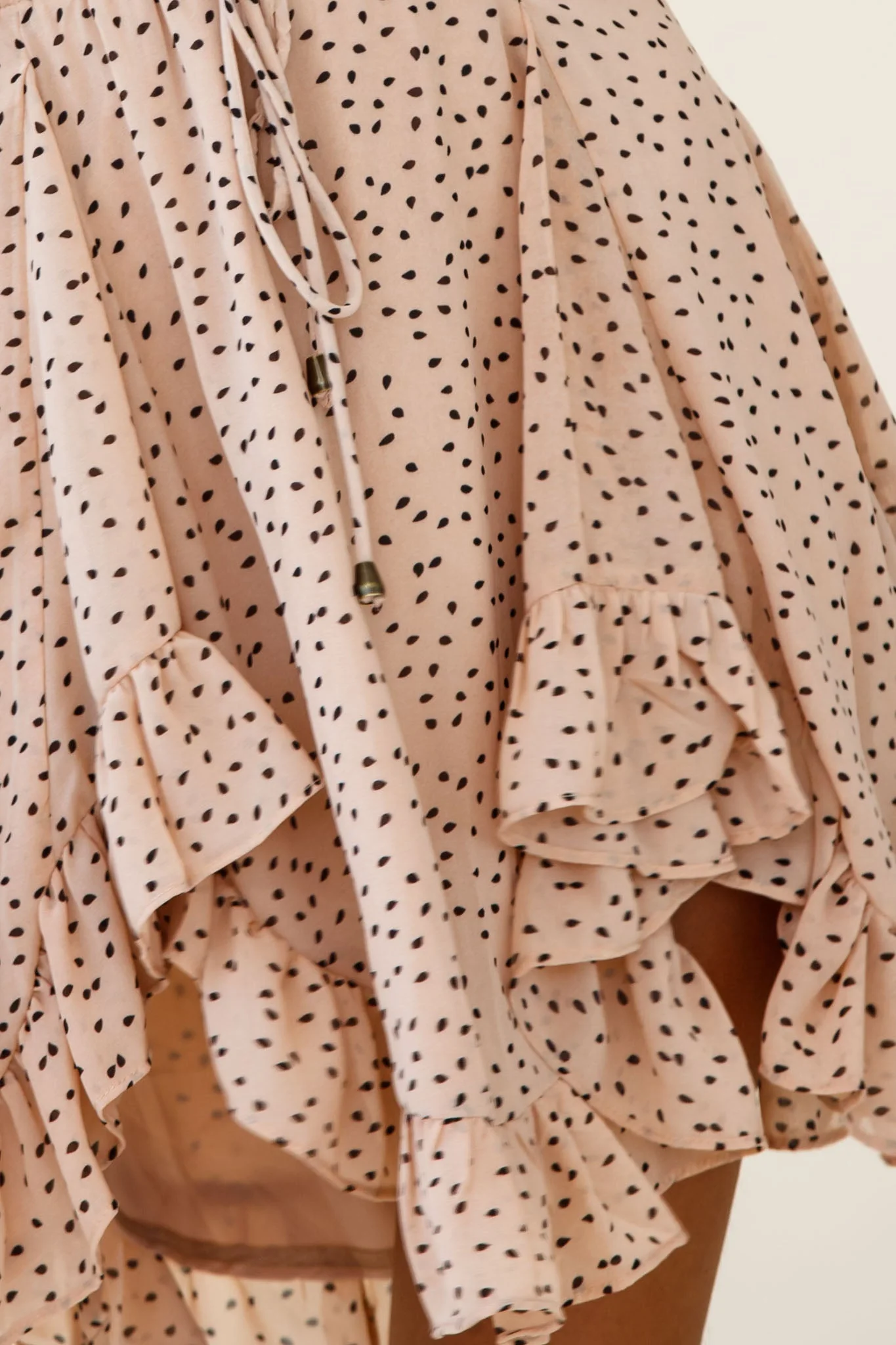 El Cerrito Flared Sleeve Godet Hem Dress Speckle Print Mocha - Image 7