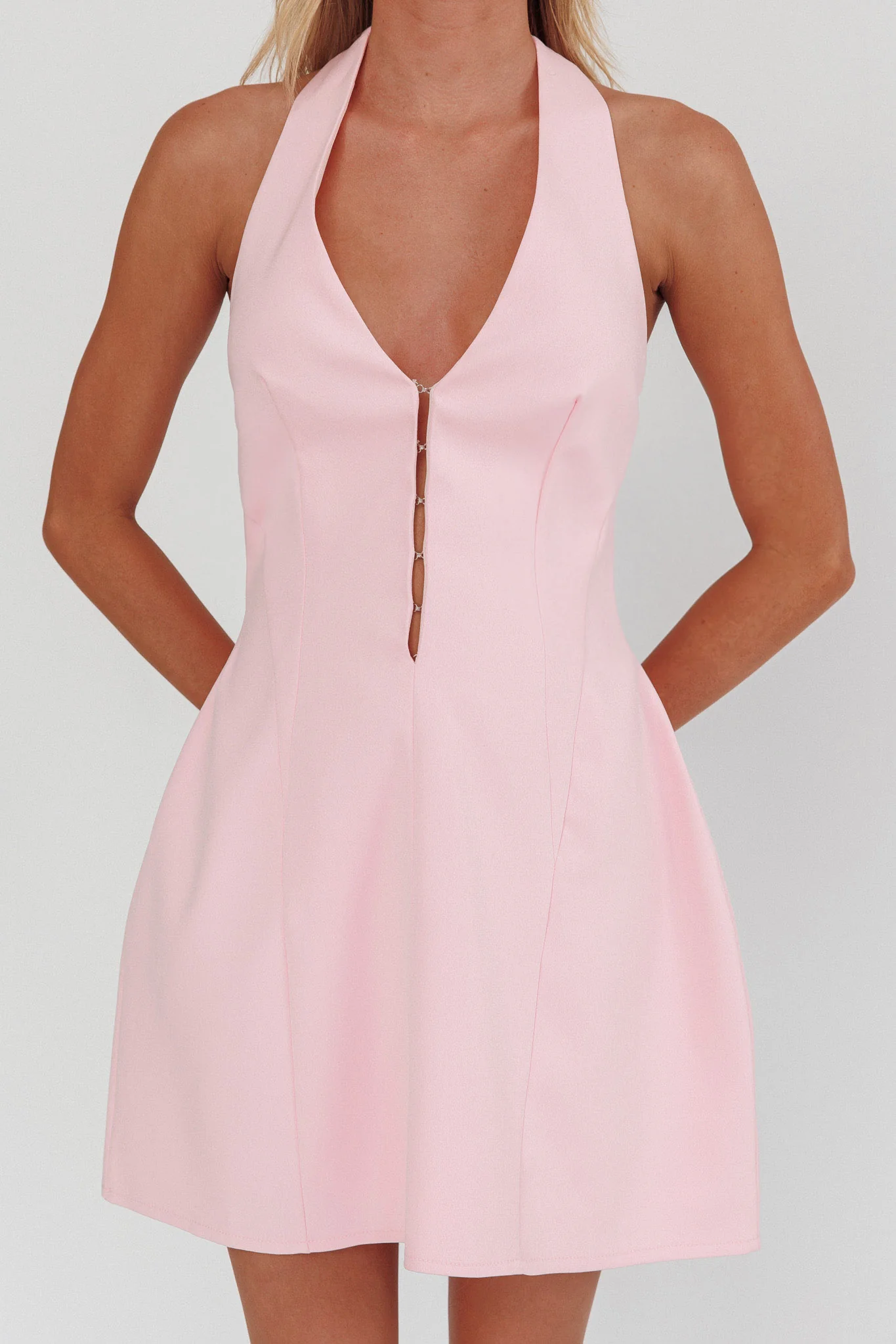 Elisabet Halter Neck Mini Dress Pink - Image 3