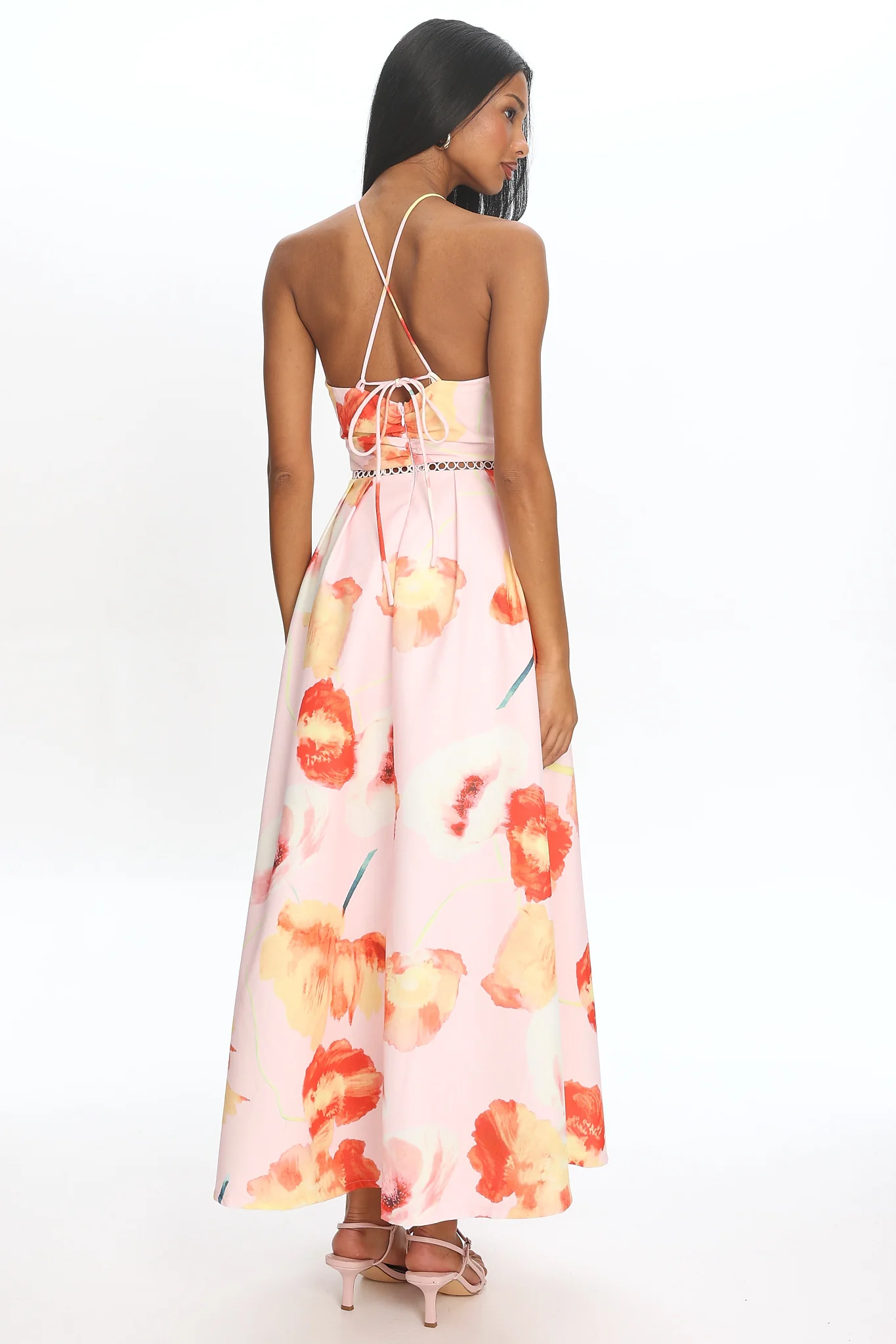 Ellin Tied Back Halter Maxi Dress Light Pink - Image 3