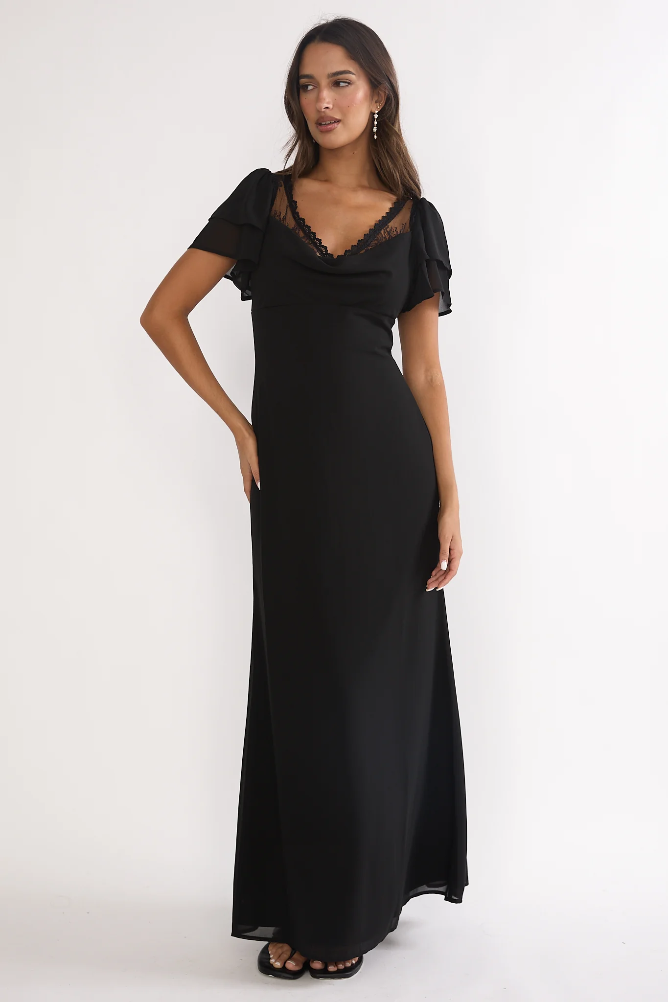 Elorin Lace Trim Maxi Dress Black - Image 4
