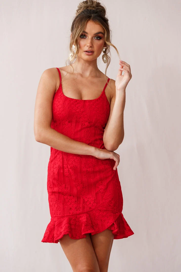 Emoji Embroidered Bodycon Mini Dress Red - Image 6