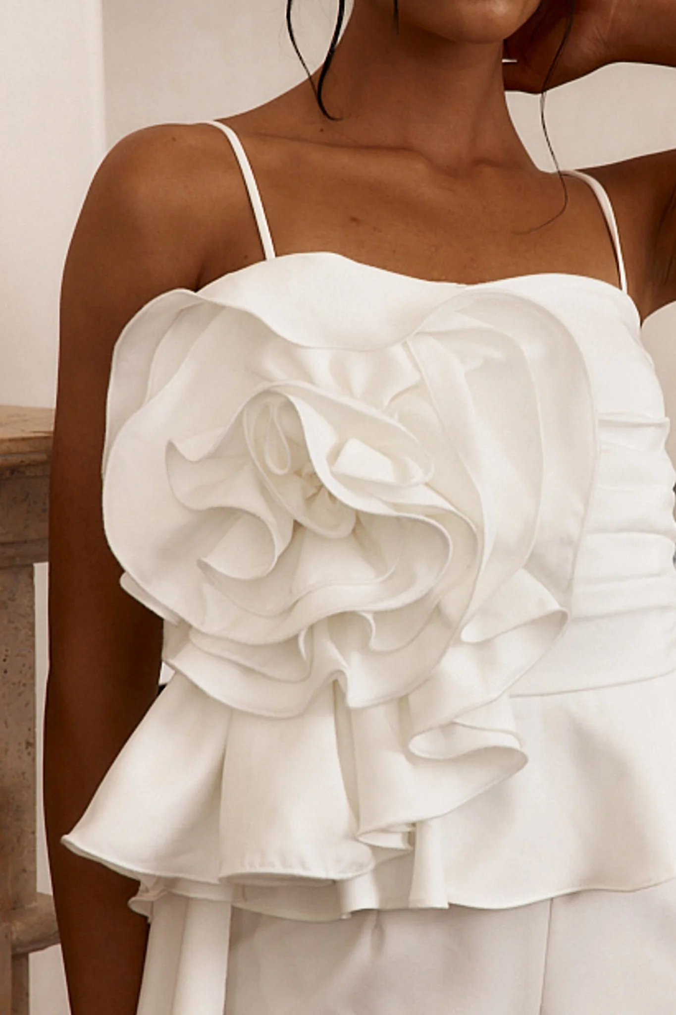 Fallon Ruffle Rose Cami Jumpsuit White - Image 5