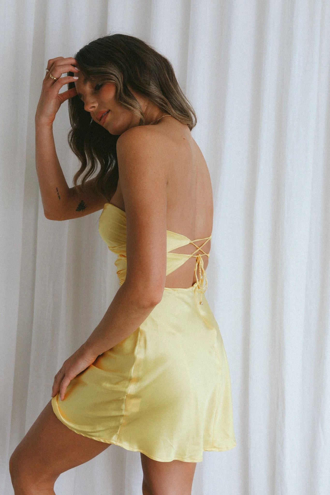 Good Impression Double Twist Mini Dress Yellow - Image 7