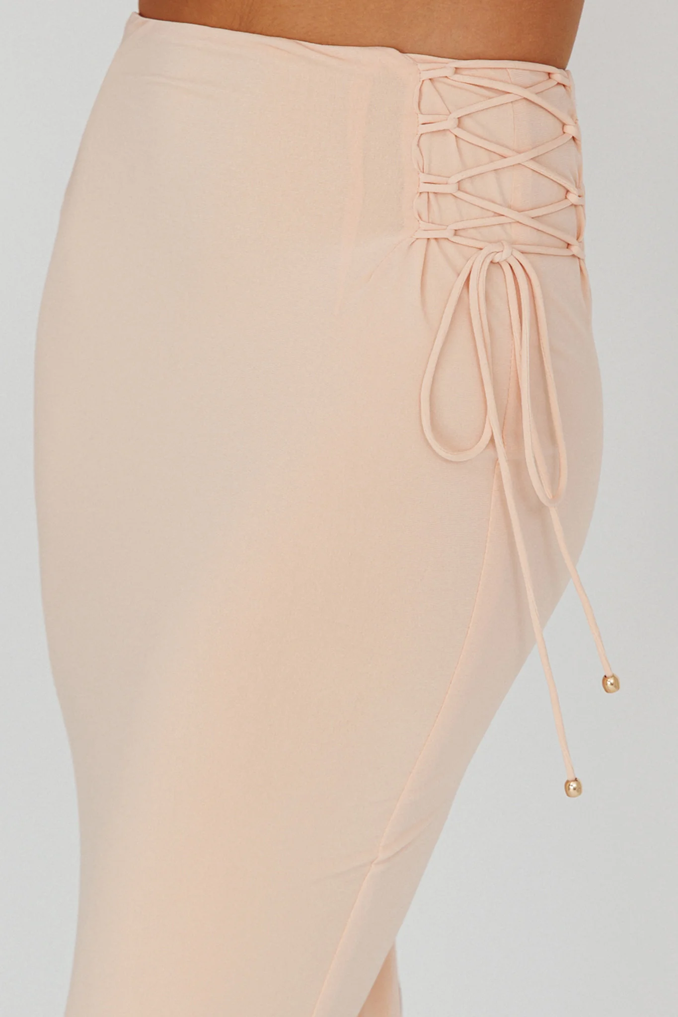 Graziella Lace Up Midi Skirt Egg Shell - Image 6