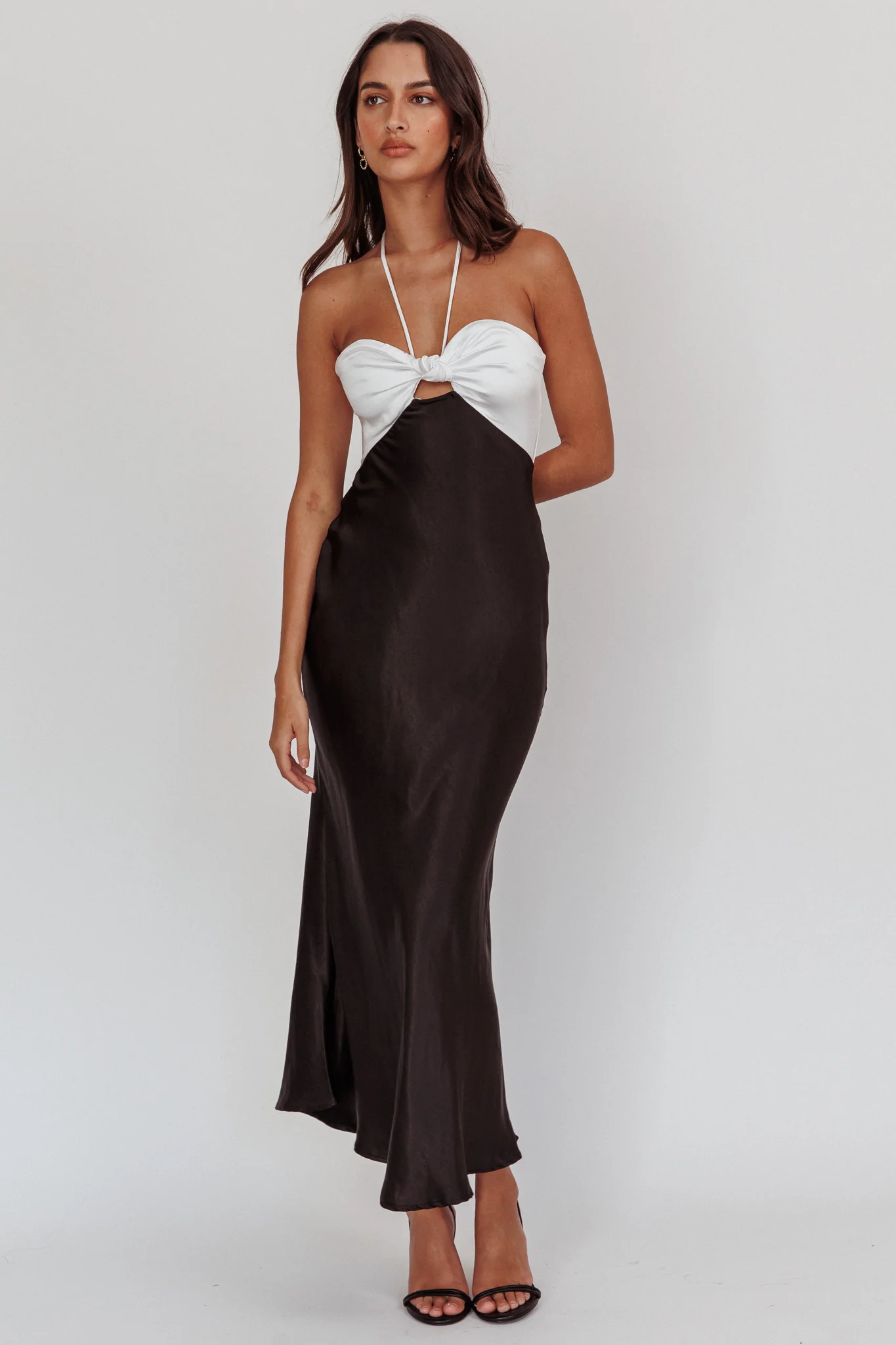 Hassie Knot Bust Halter Midi Dress Black - Image 3