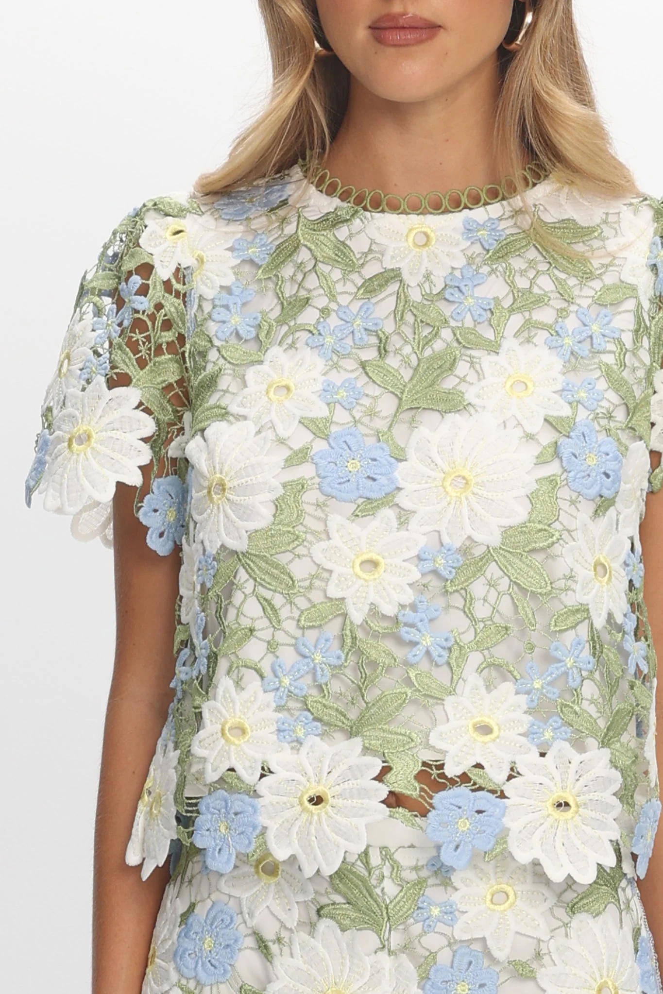 Heatwave Embroidered Top Floral Green - Image 3