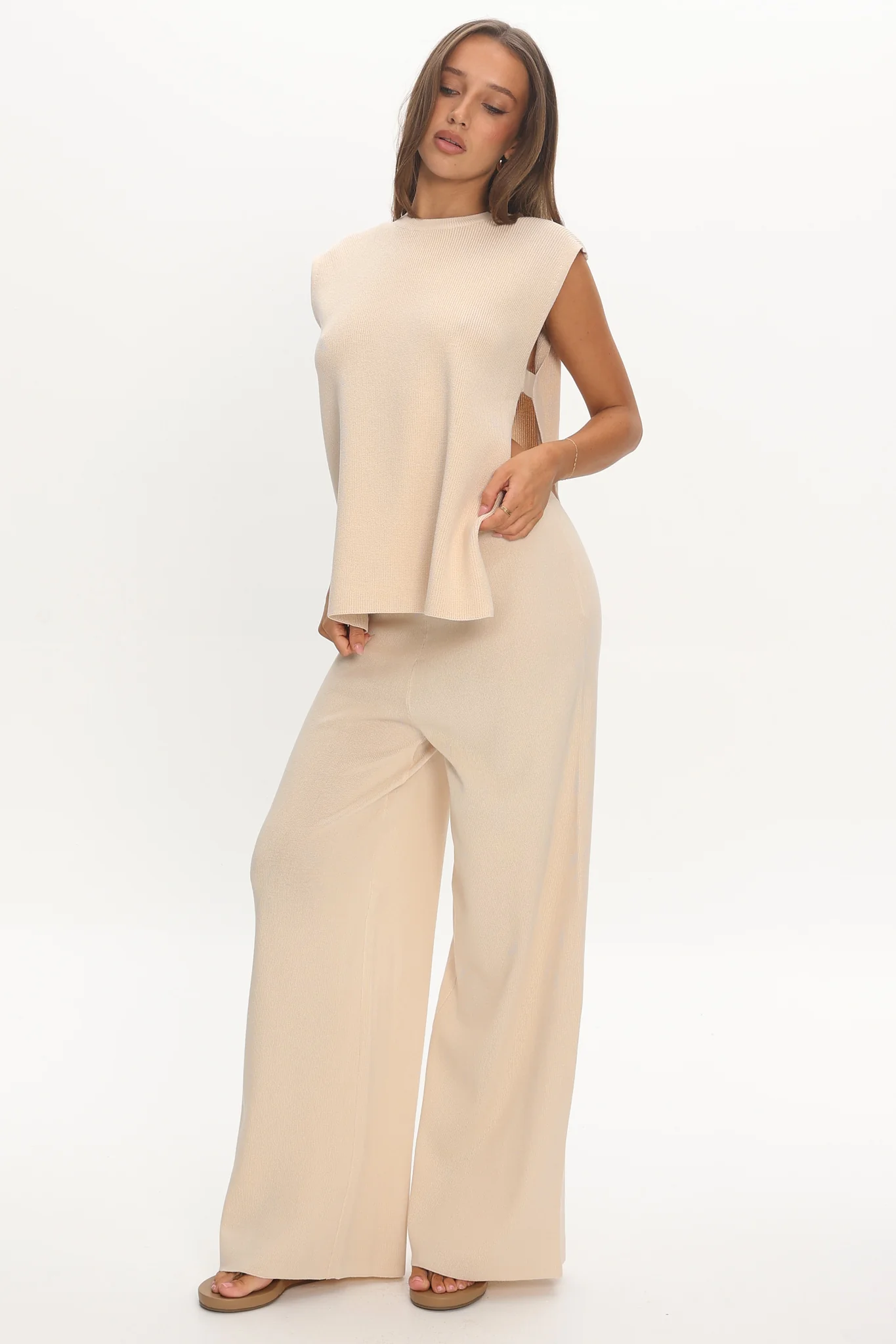 Homebody Ribbed Knit Pants Oat - Image 2