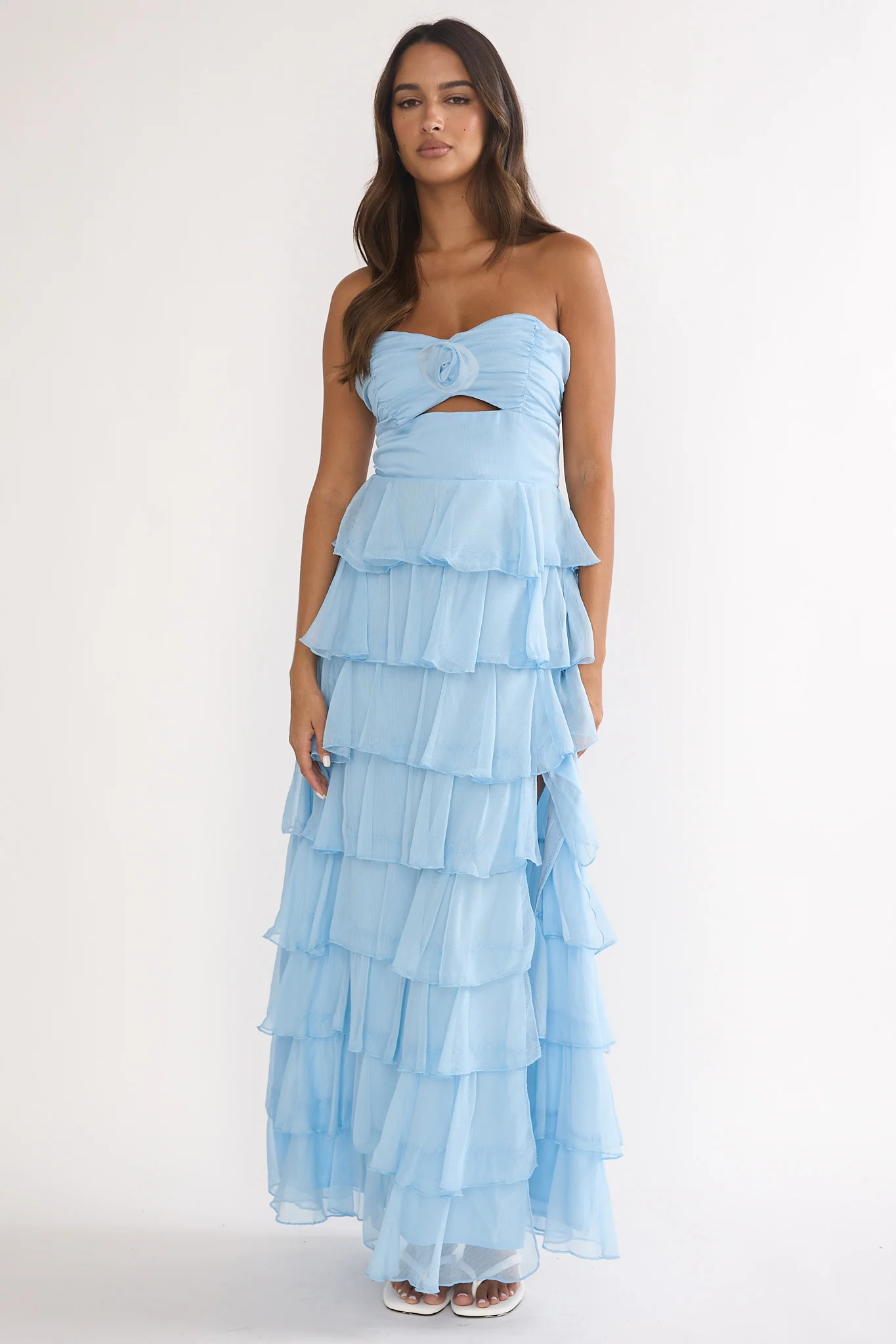 Janelia Layered Frill Maxi Dress Blue - Image 5