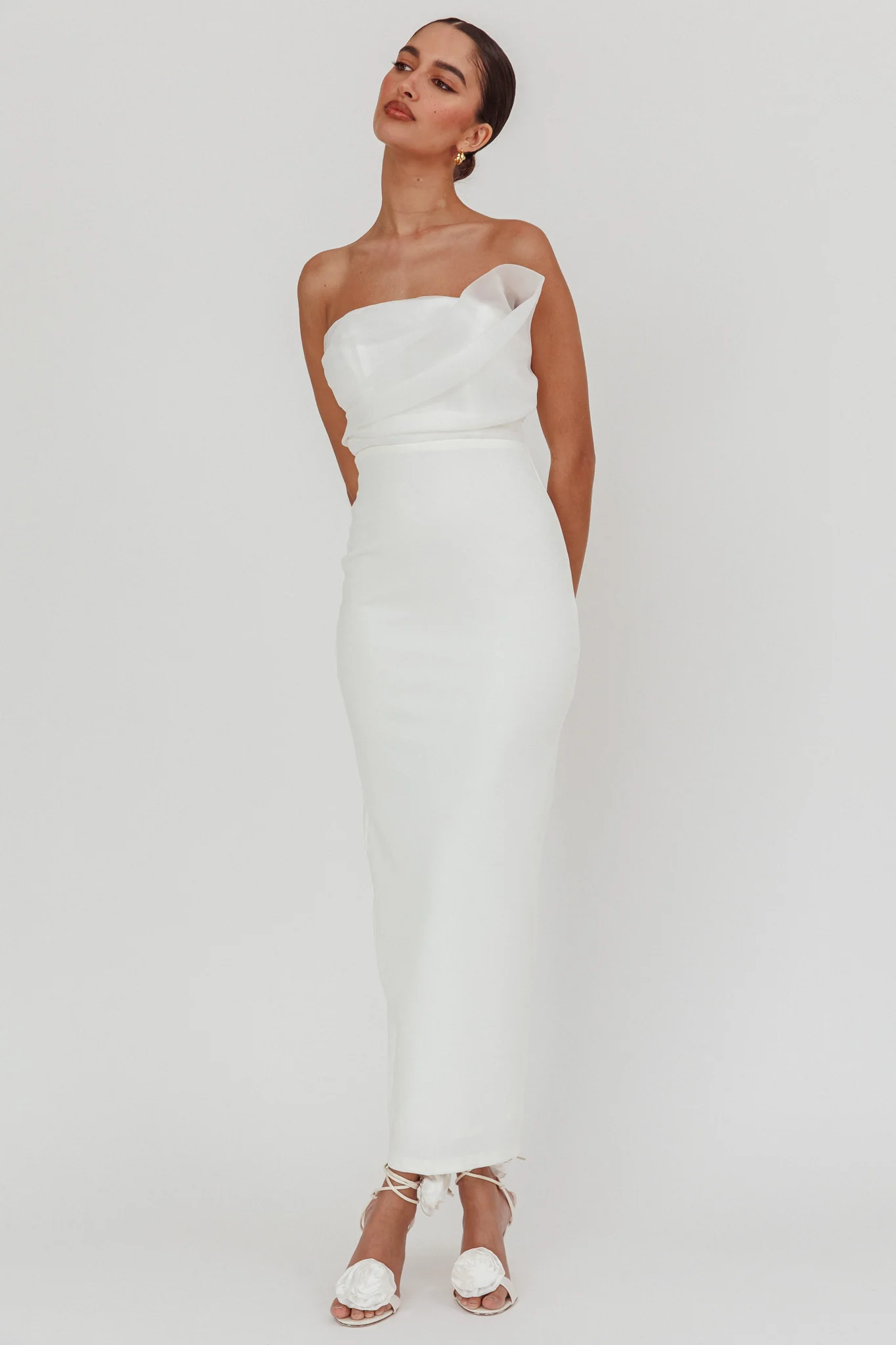 Karaline Strapless Bust Accent Maxi Dress White - Image 5