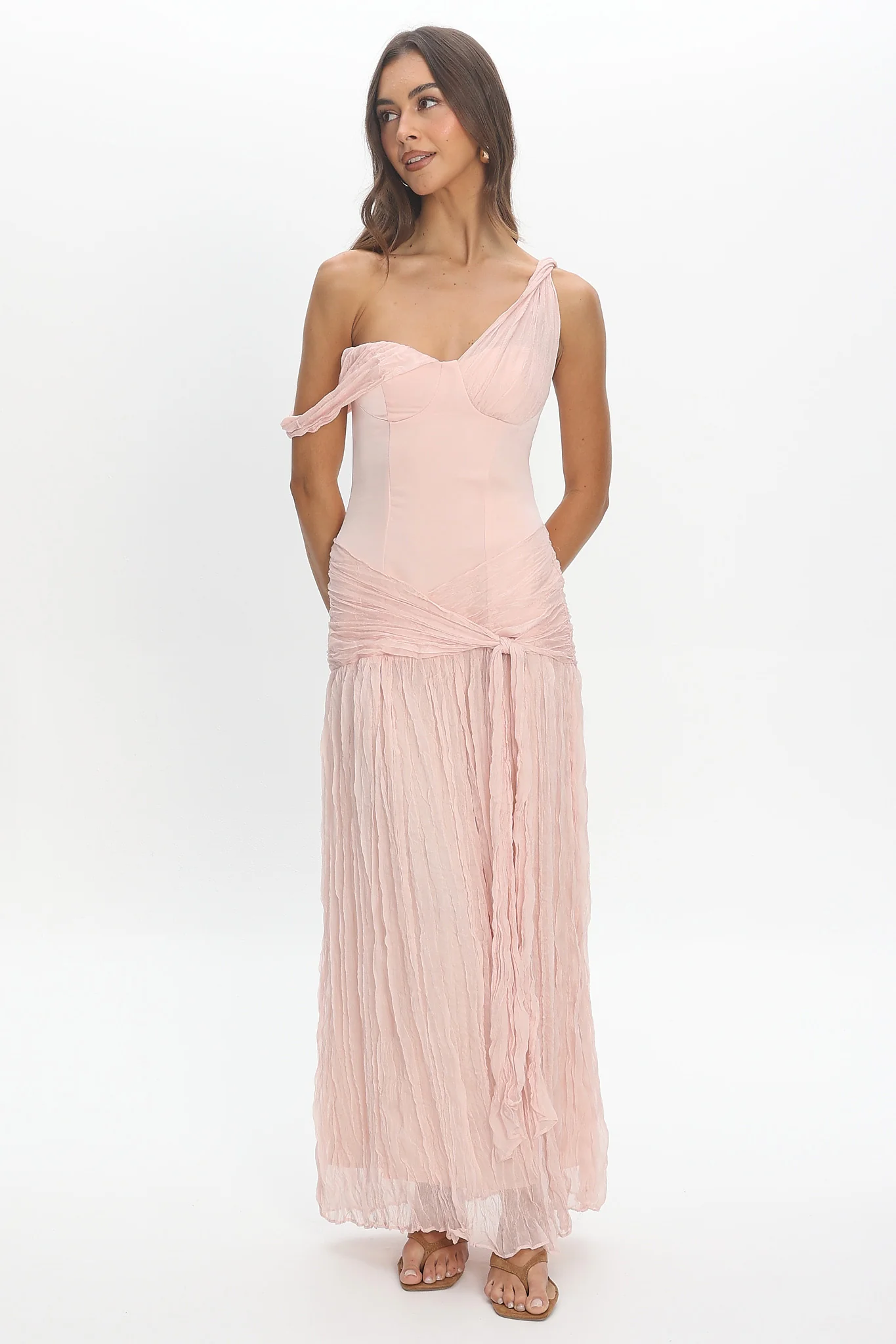 Keia Crepe Chiffon Maxi Dress Light Pink - Image 2