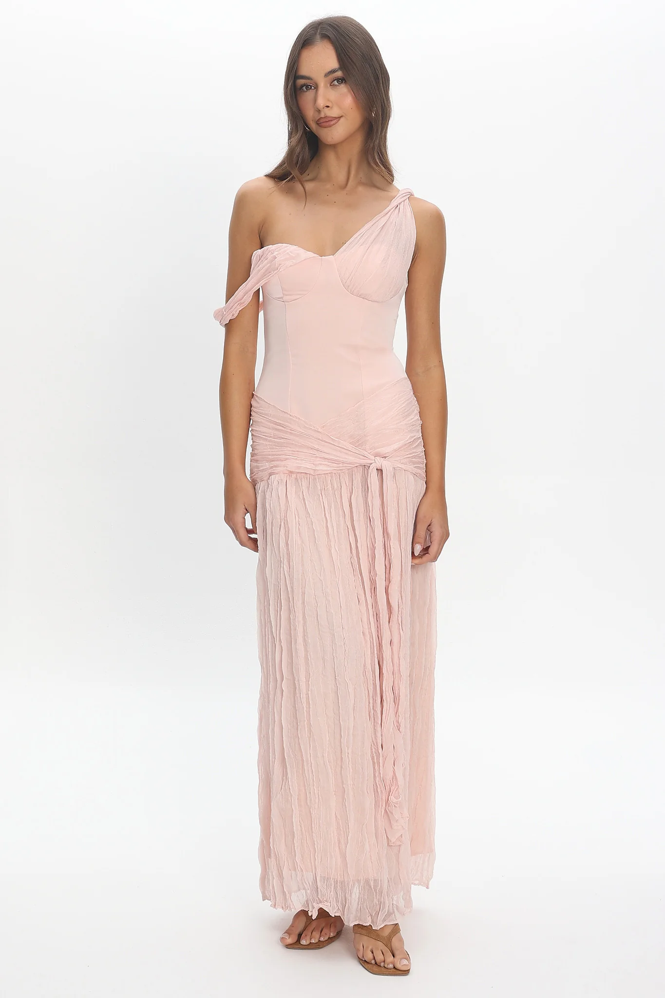 Keia Crepe Chiffon Maxi Dress Light Pink - Image 5