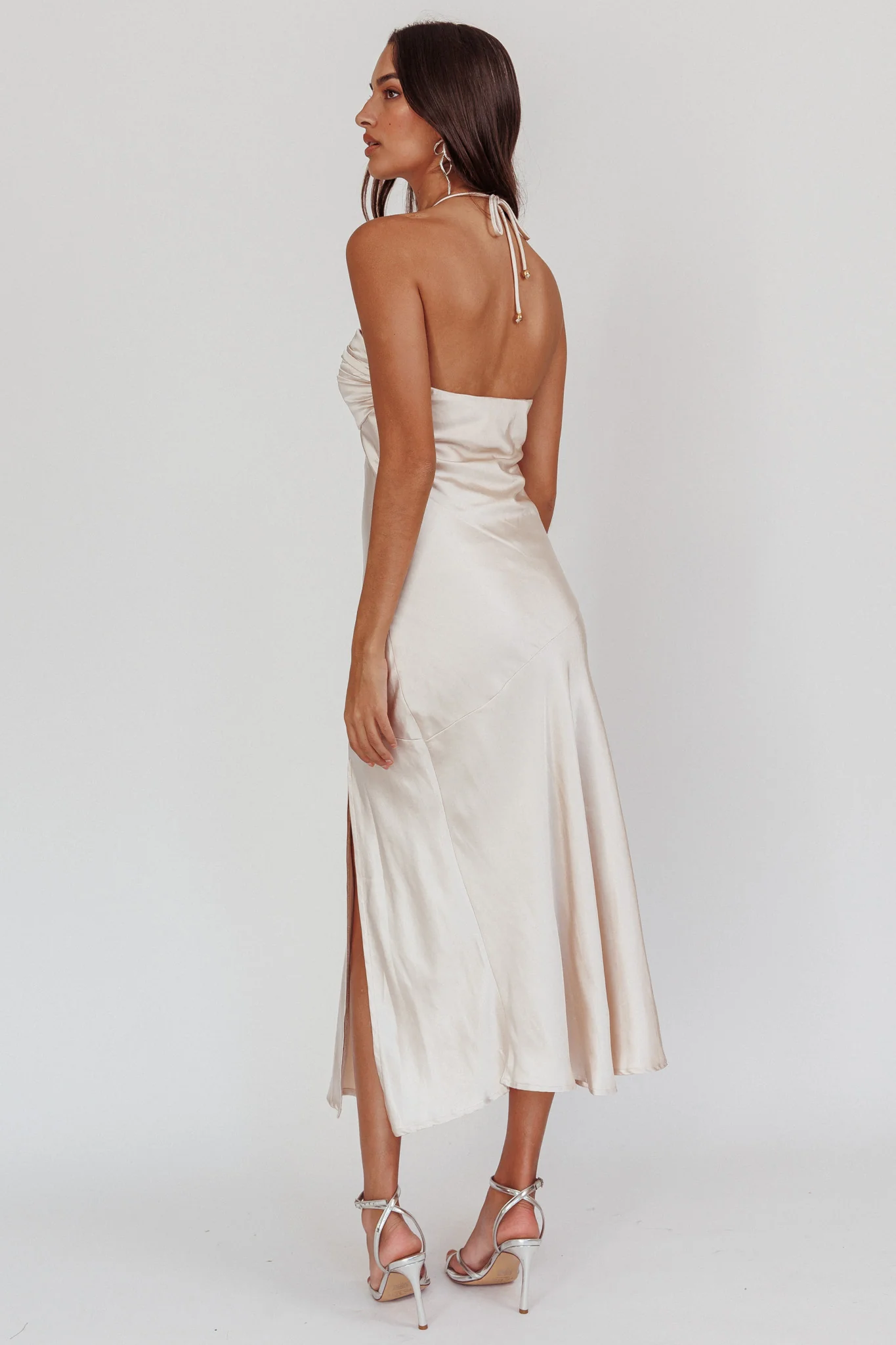 Kindred Spirit Strapless Gathered Bust Midi Dress Champagne - Image 3