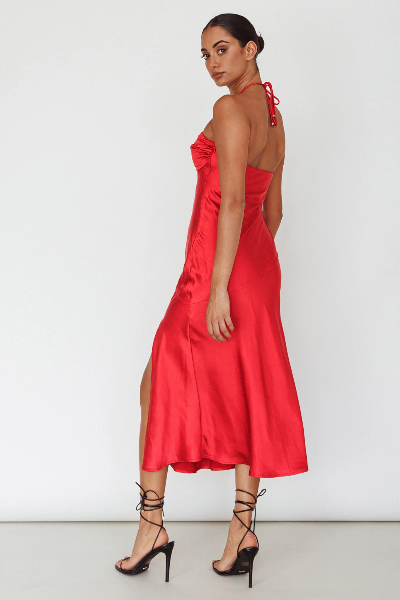 Kindred Spirit Strapless Gathered Bust Midi Dress Red - Image 3