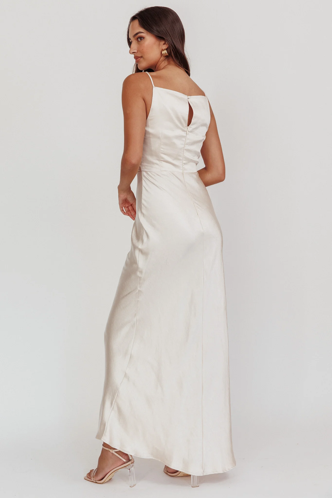 Laila Boat Neck Maxi Dress Stone Champagne - Image 3
