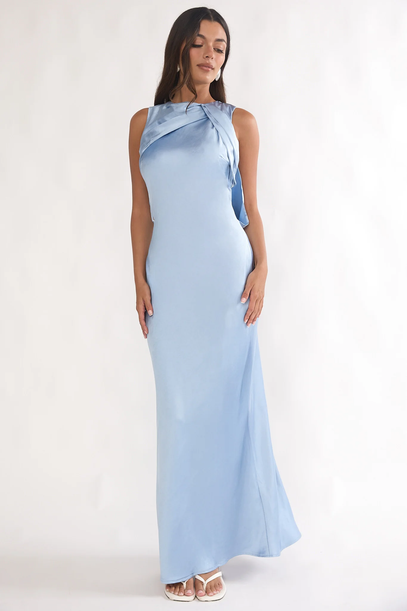 Levinia Draped Back Maxi Dress Blue - Image 2