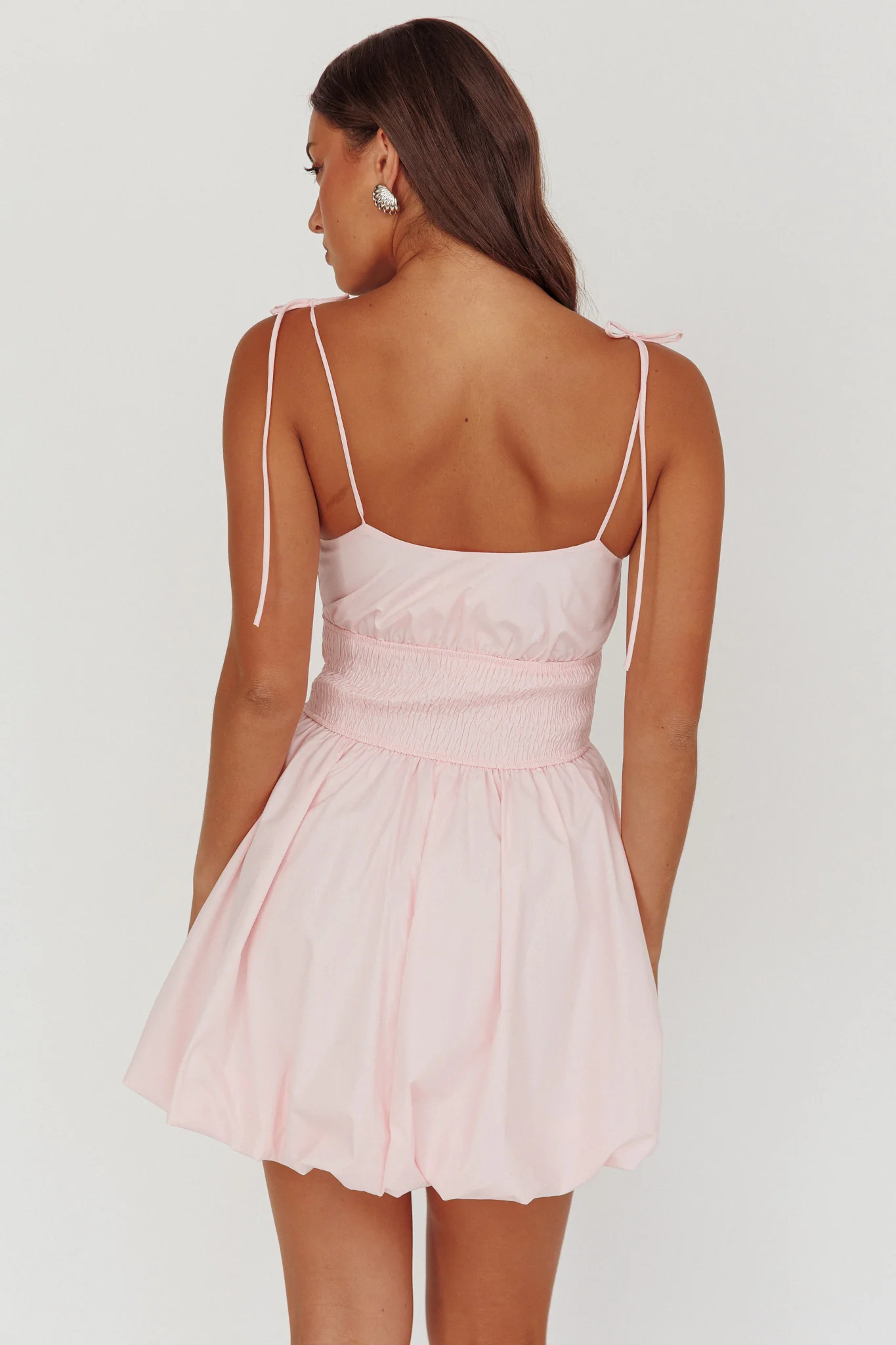 Like Art Tied Shoulder Bubble Mini Dress Pink - Image 2