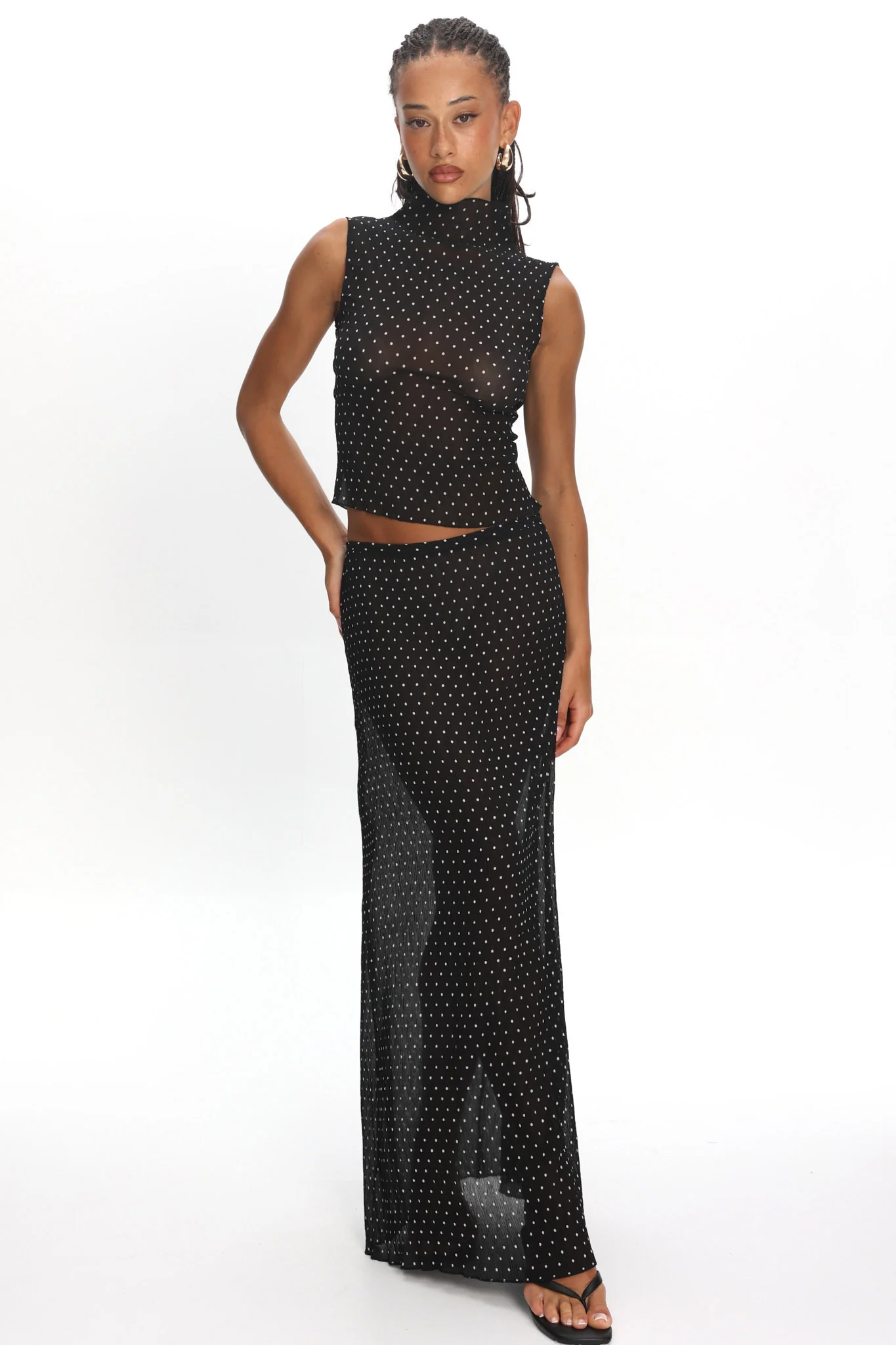 LIONESS Ford Maxi Skirt Onyx Polka - Image 5