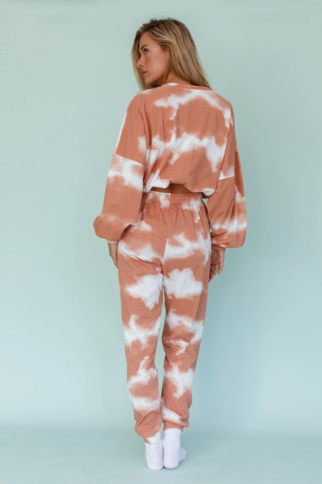 Low Key Drawstring Ribbed Pants Orange - Image 3