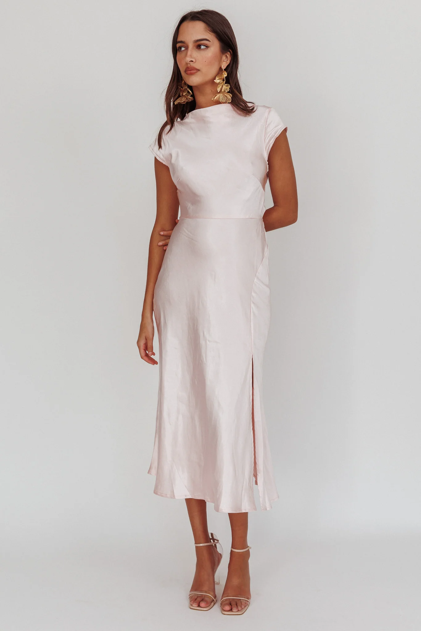 Lucinda Twist Back Midi Dress Blush - Image 5