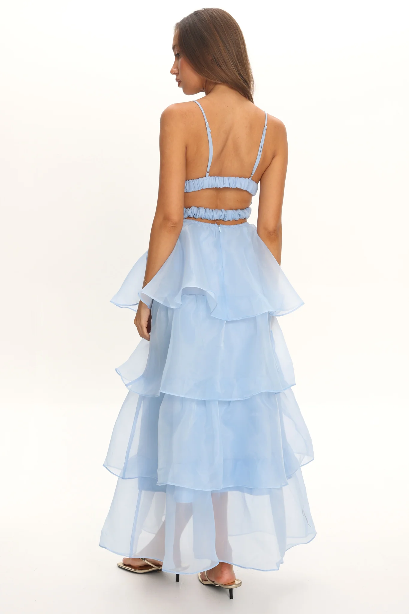 Made For You Tiered Ruffle Midi Dress Blue - Image 4