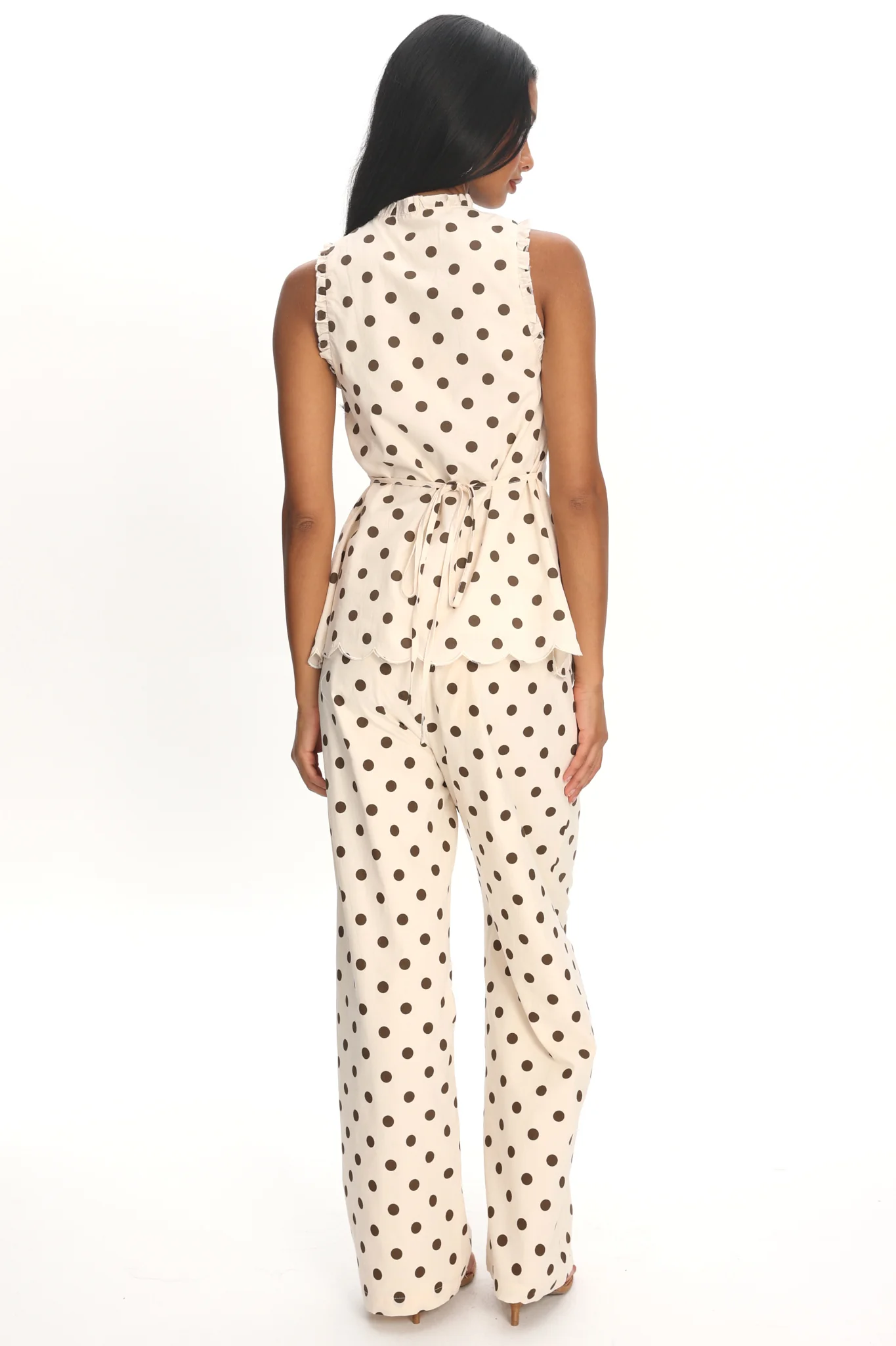 Marava Wide Leg Pants Polka Dot Oatmeal - Image 3