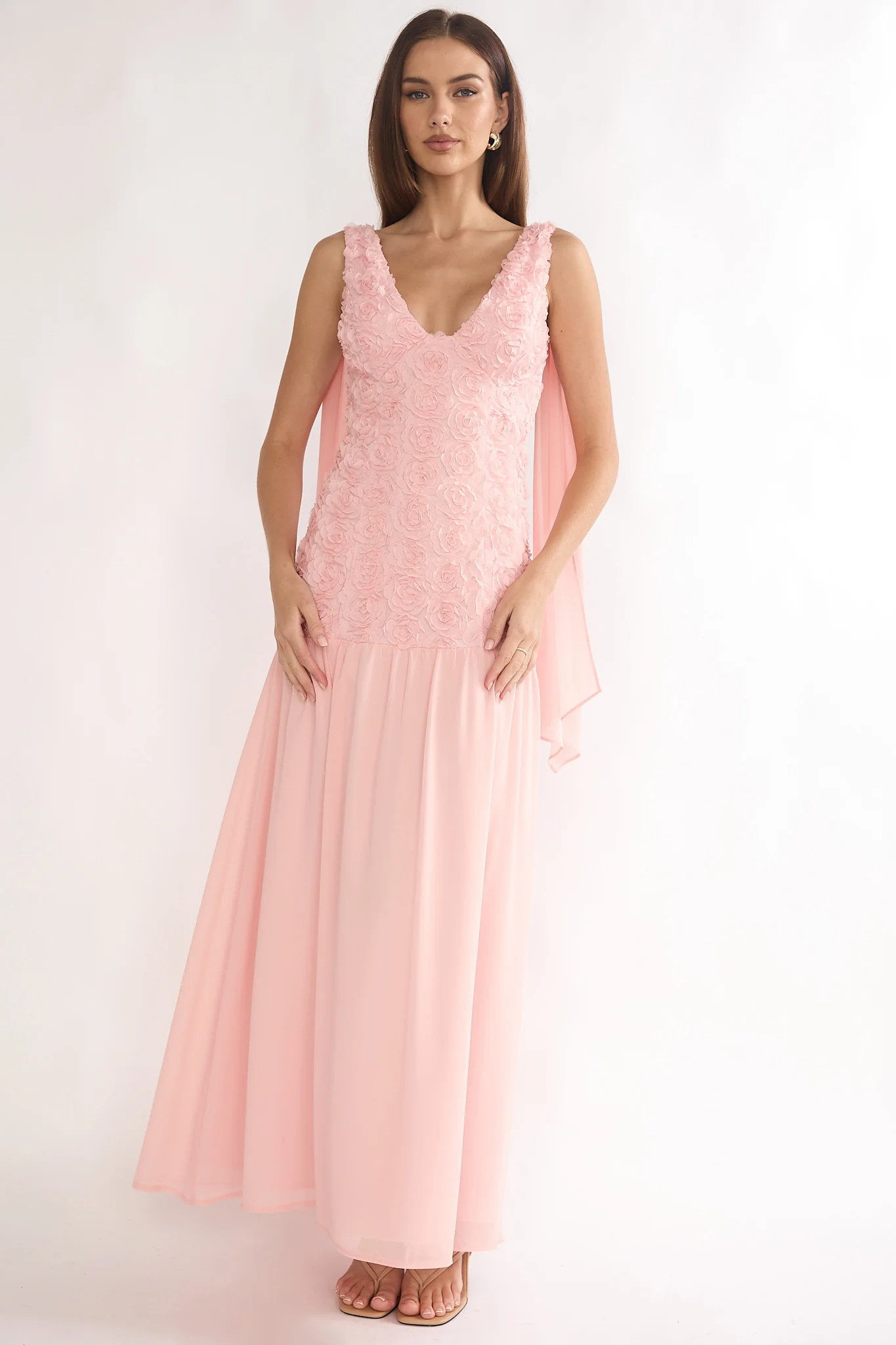Marcellia Tied Back Maxi Dress Embellished Pink - Image 5