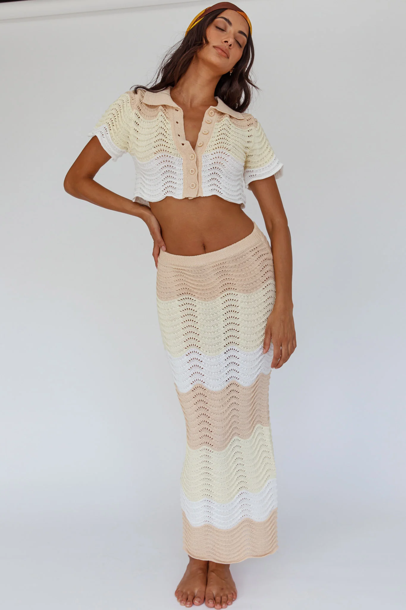 May Blooms Knit Maxi Skirt Lemon Butter - Image 5