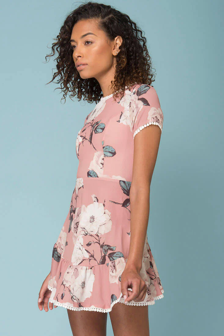 Meilani Floral Day Dress Dusty Pink - Image 4