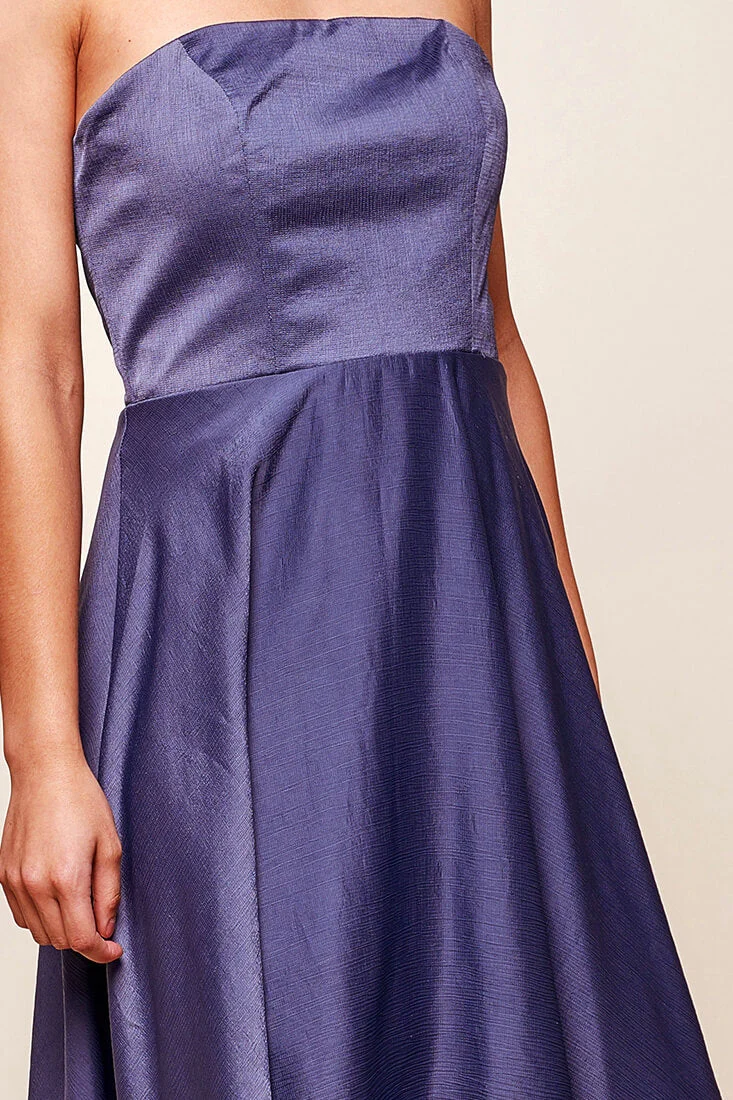 Mia Strapless A-Line Midi Dress Midnight Blue - Image 4
